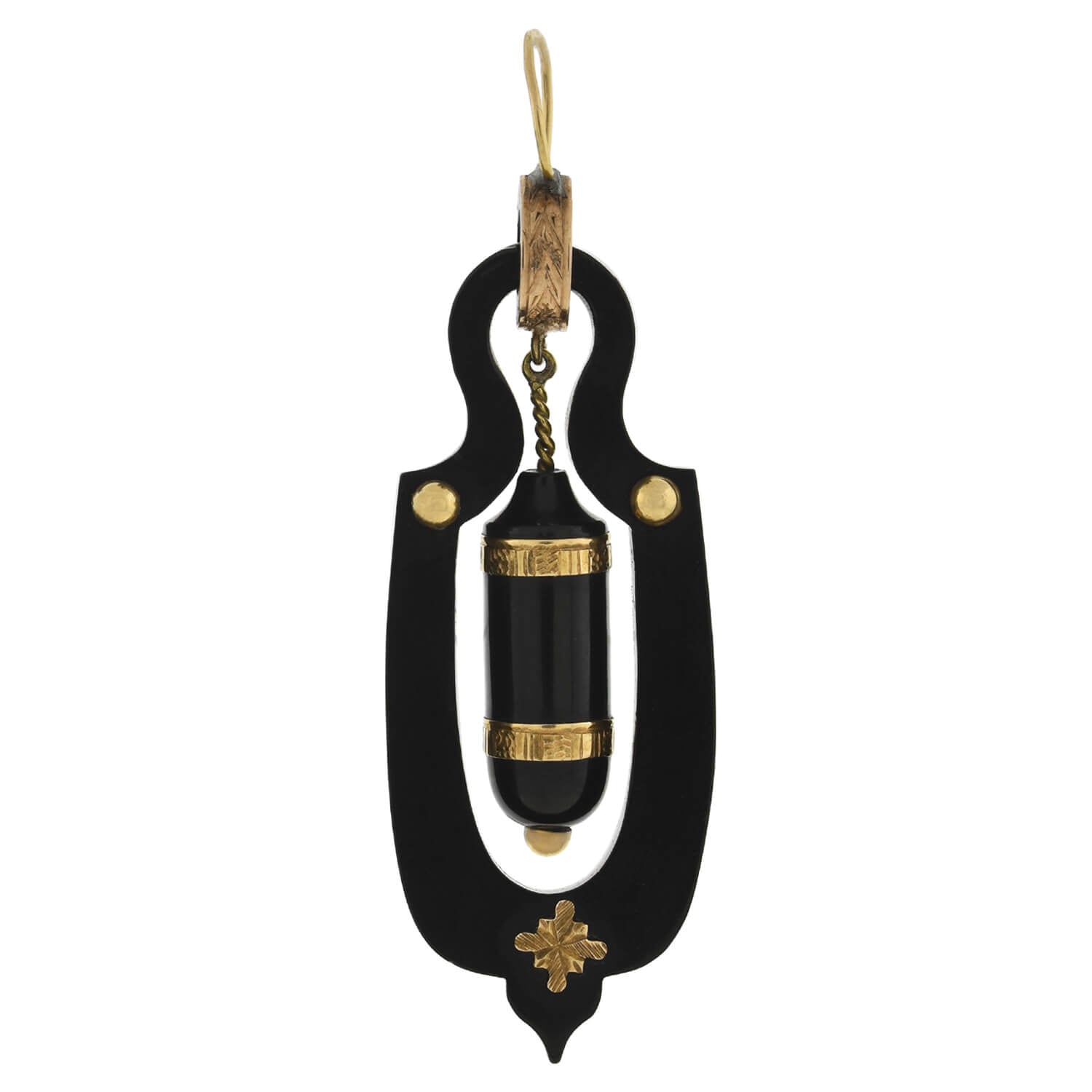 Victorian 18kt Large Hand-Carved Jet Urn Earrings