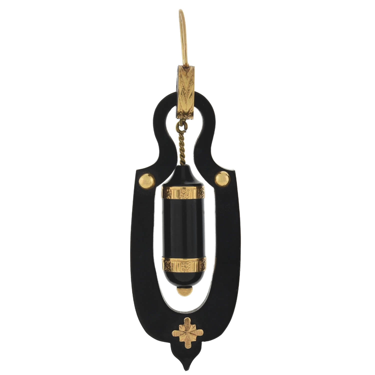 Victorian 18kt Large Hand-Carved Jet Urn Earrings