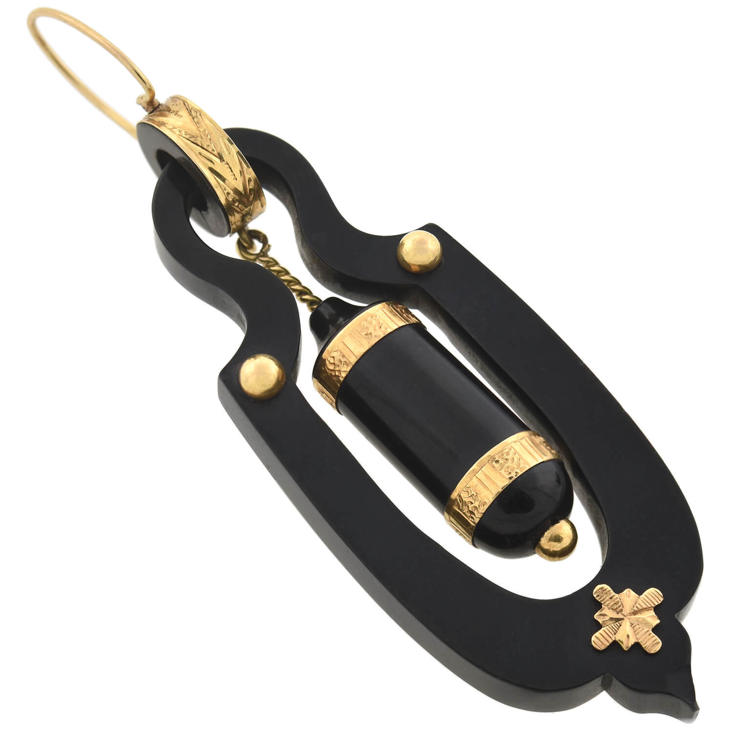 Victorian 18kt Large Hand-Carved Jet Urn Earrings