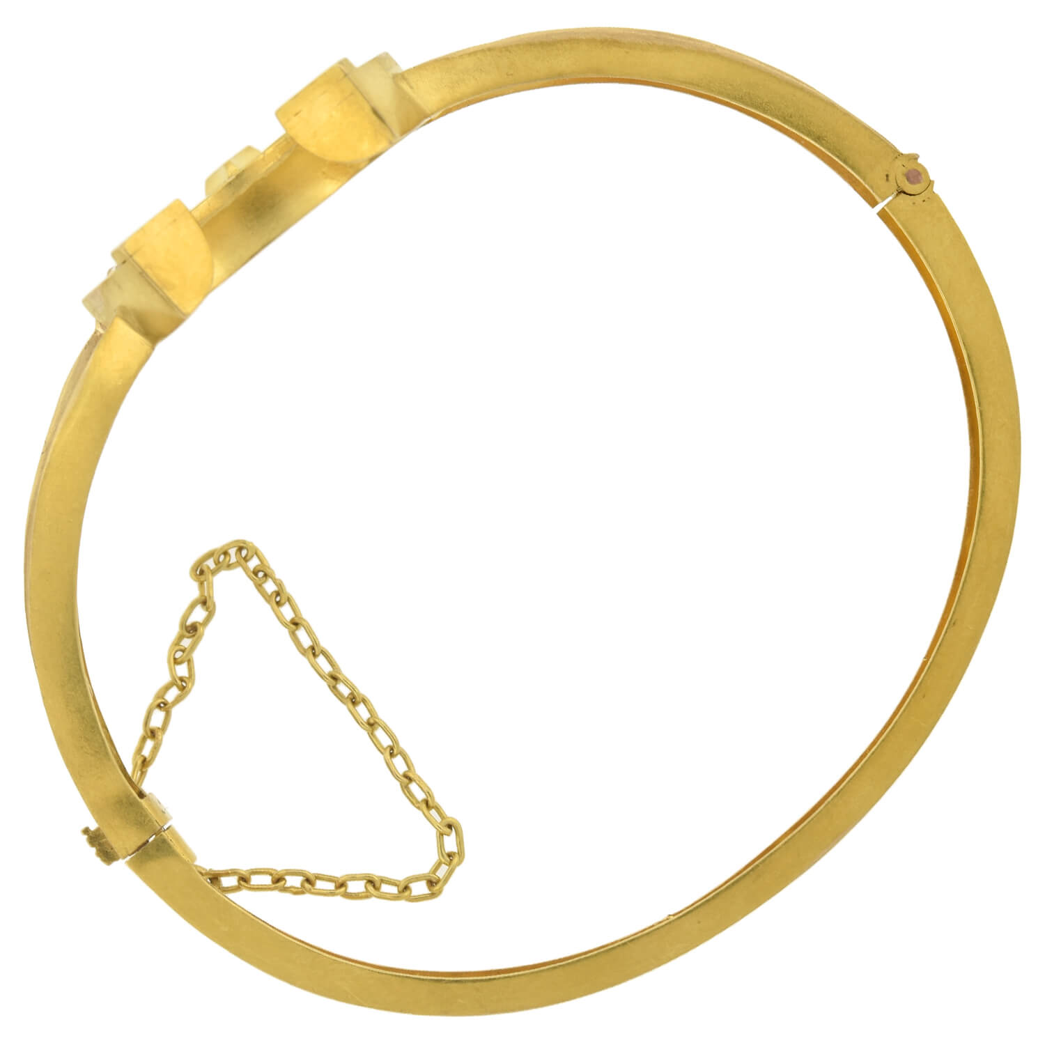 Victorian 18kt Diamond + Natural Ruby Horseshoe Bangle Bracelet