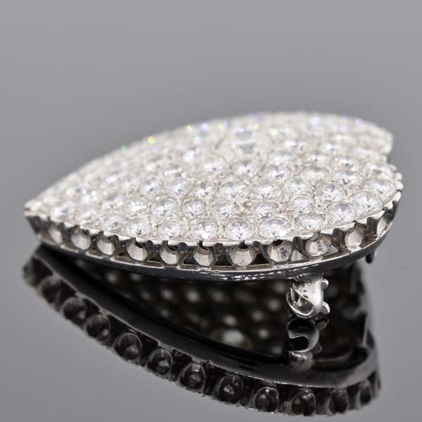 Vintage 14kt Gold Pavé Set Diamond Heart Pin/Pendant 6ctw