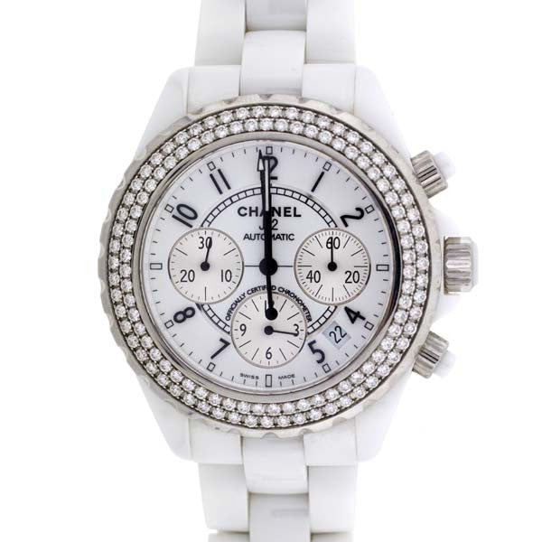 CHANEL 42mm J12 White Ceramic & Diamond Watch