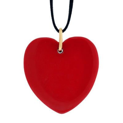 Retro Huge Red Bakelite Heart Necklace