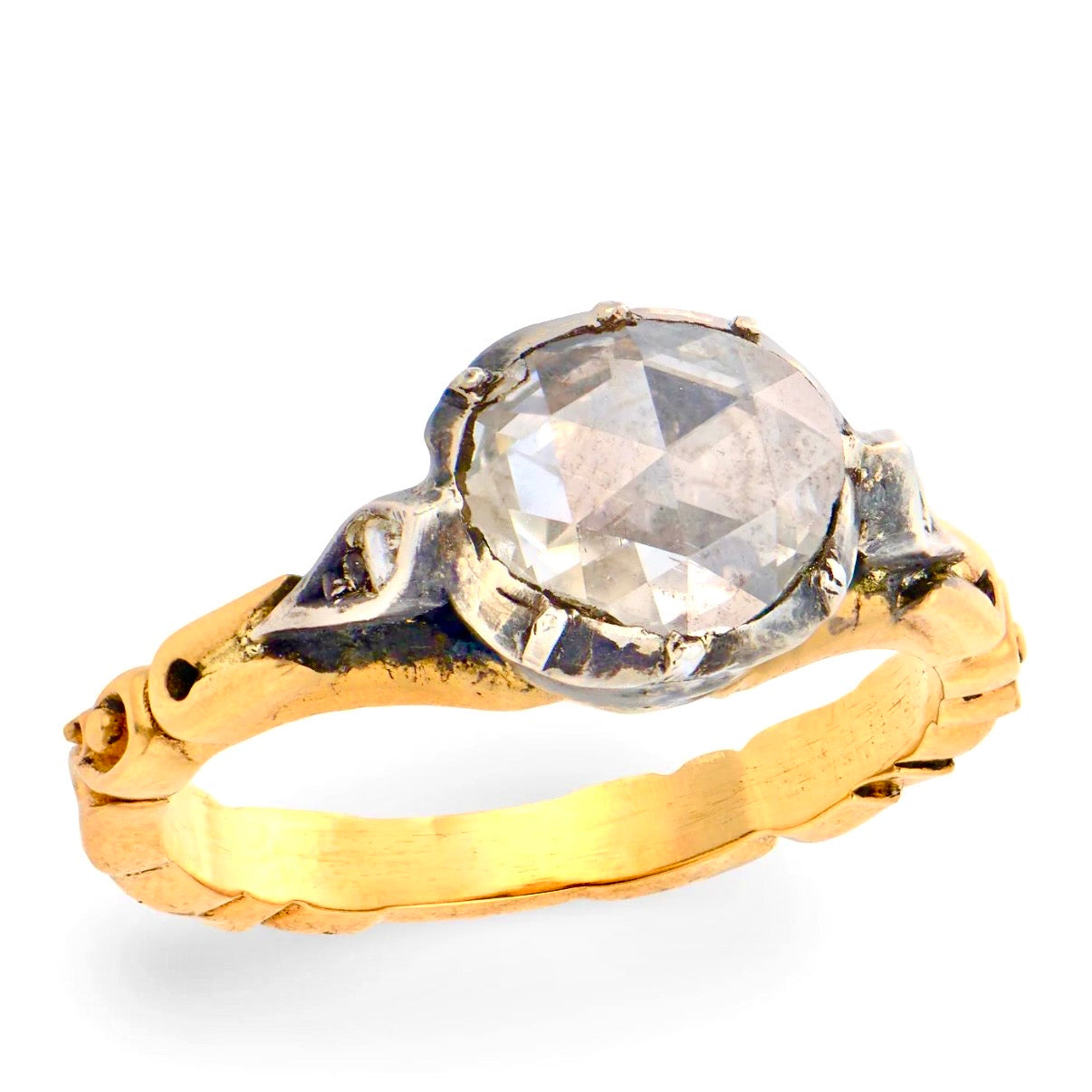 Georgian 18k/Sterling Silver Diamond Engagement Ring .85ct