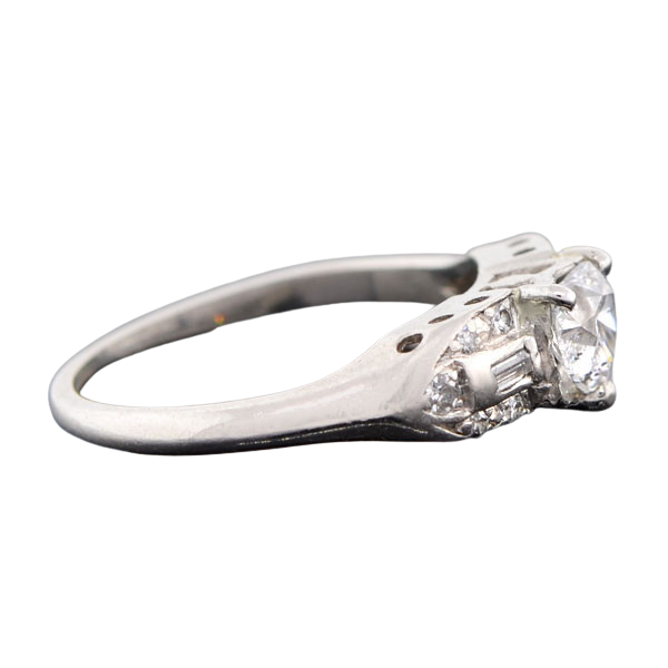 Retro Platinum & Heart Shaped Diamond Engagement Ring 0.50ct