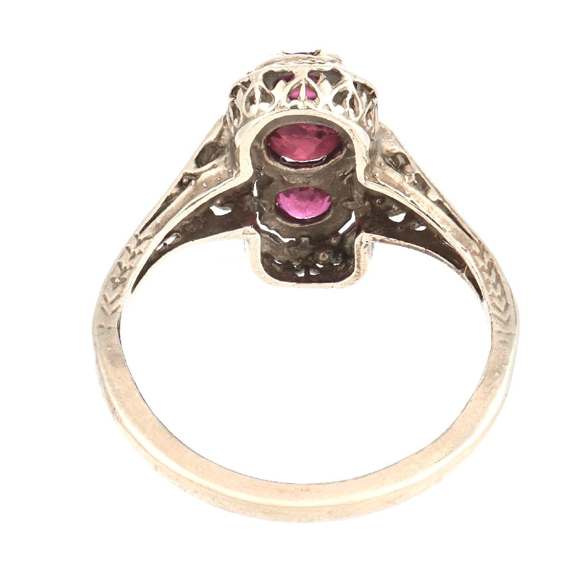 Art Deco 14k Ruby .60ctw Navette filigree Ring