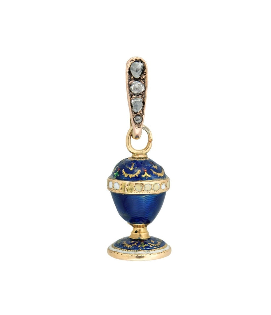 Georgian Petite 18k Quartz Urn Fob/Charm with Enamel