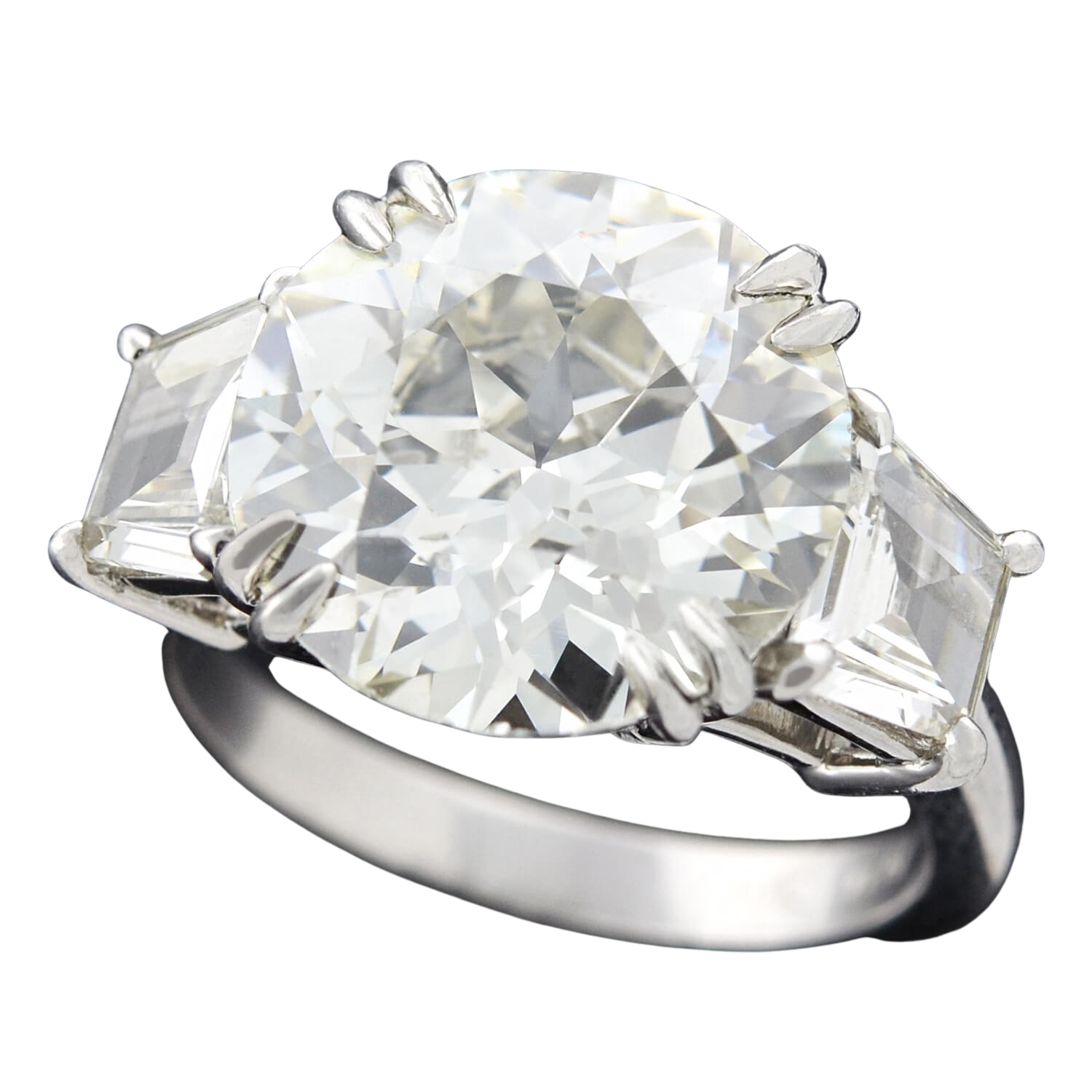 Vintage Platinum Old European Cut Diamond Engagement Ring 6.29ct center