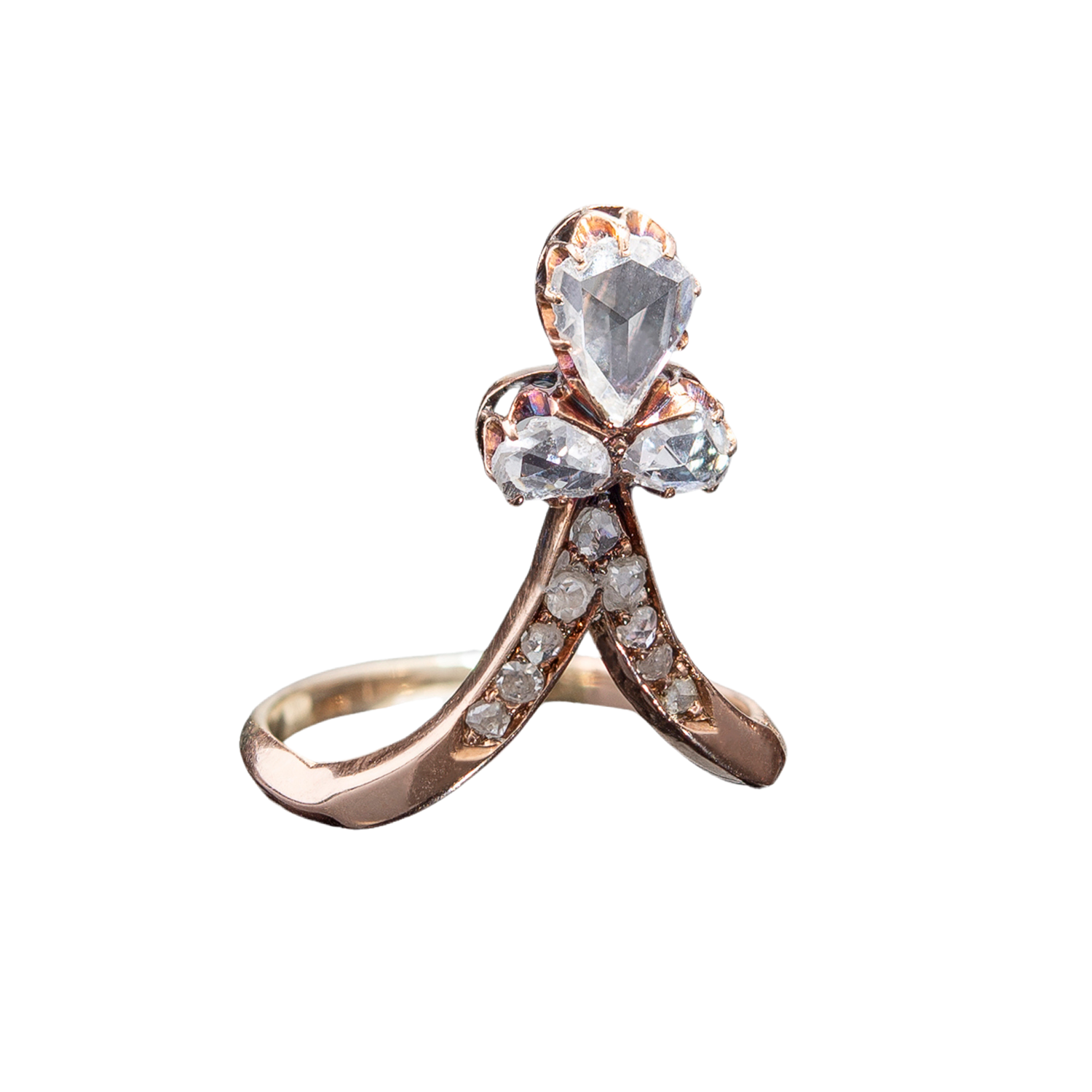 Victorian 14k Rose Cut Diamond Tiara Ring 0.60ct