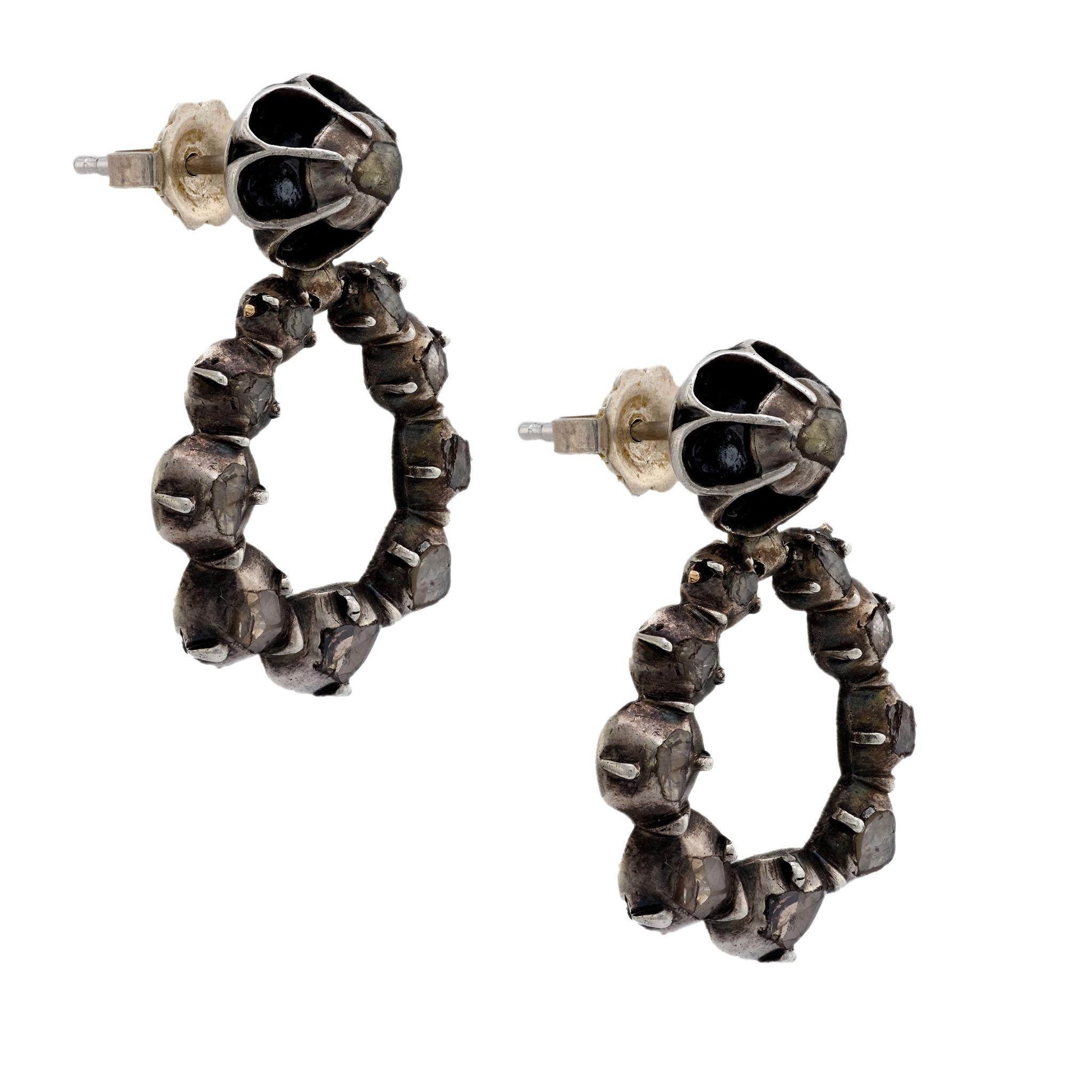 Georgian Sterling Silver Diamond Earrings