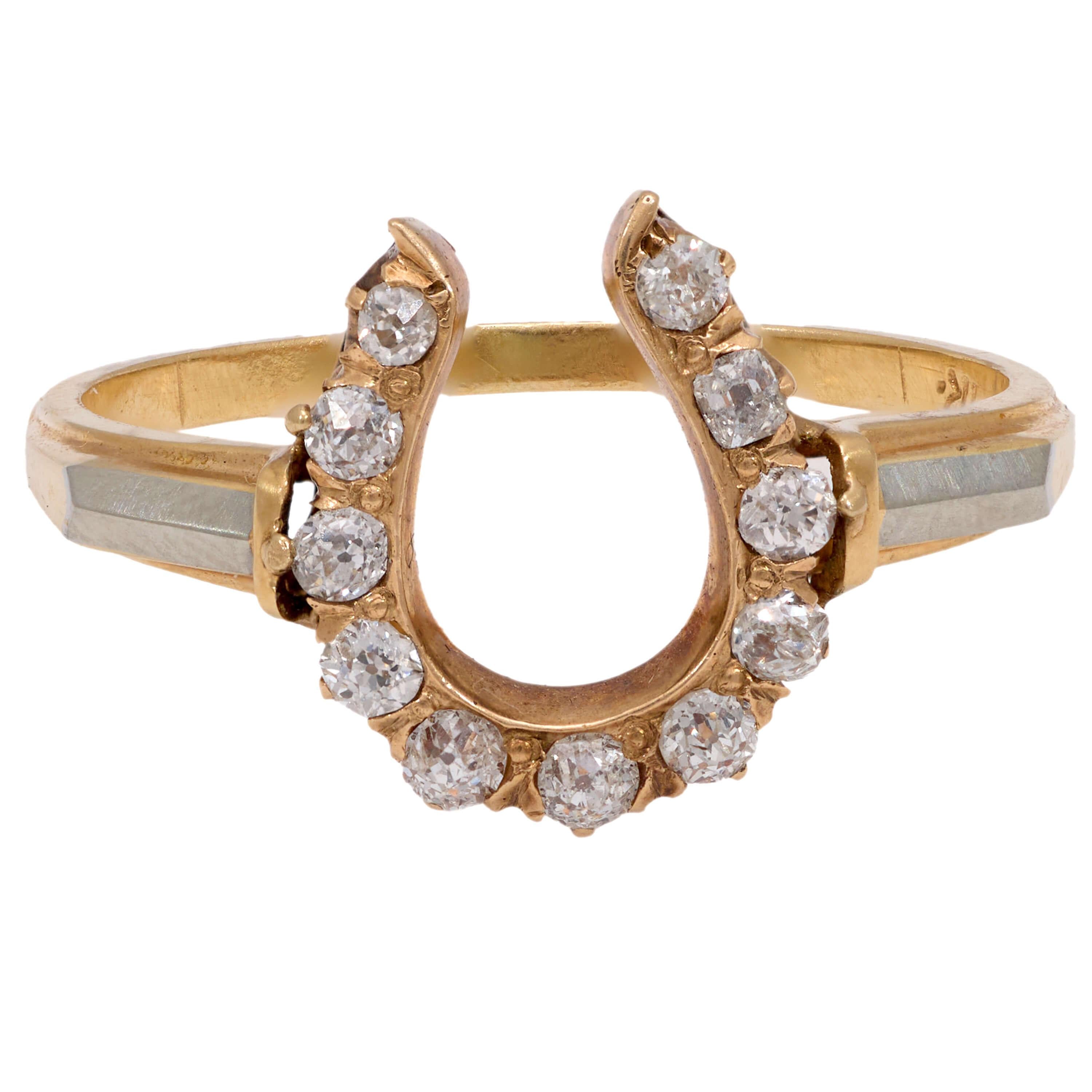 Edwardian 18k/14k Diamond Horseshoe Ring