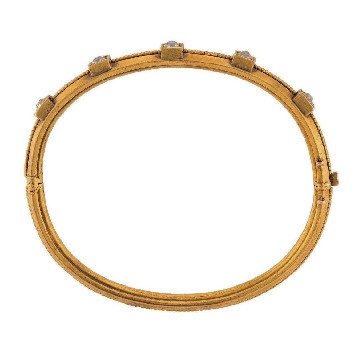 Victorian 14k 5 Stone Peruzzi Diamond Bangle