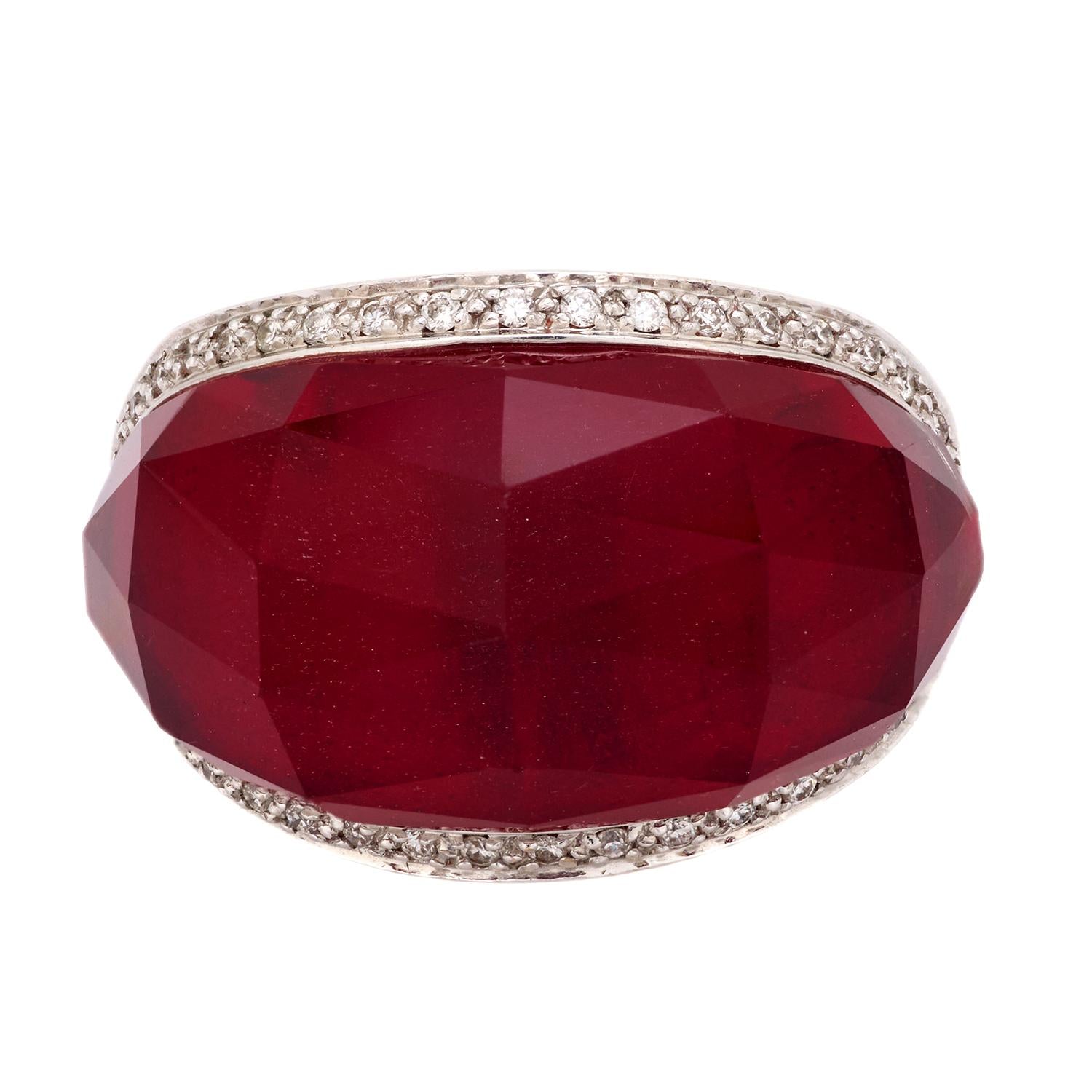STEPHEN WEBSTER Estate 18k Diamond, Garnet, and Quartz Crystal Haze Ring