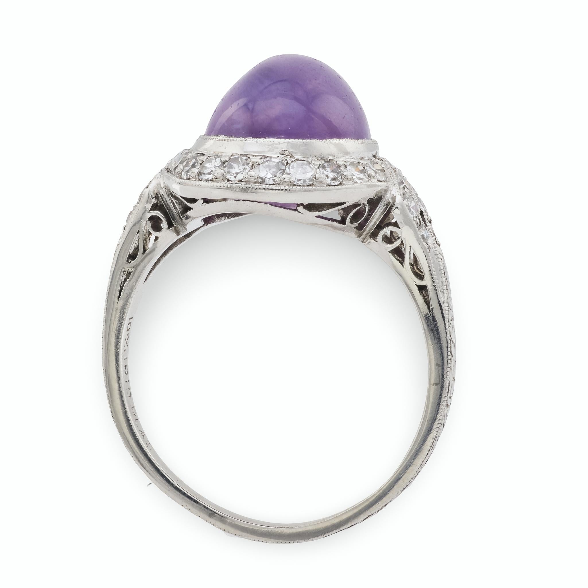 Art Deco Platinum Ruby & Diamond Halo Ring