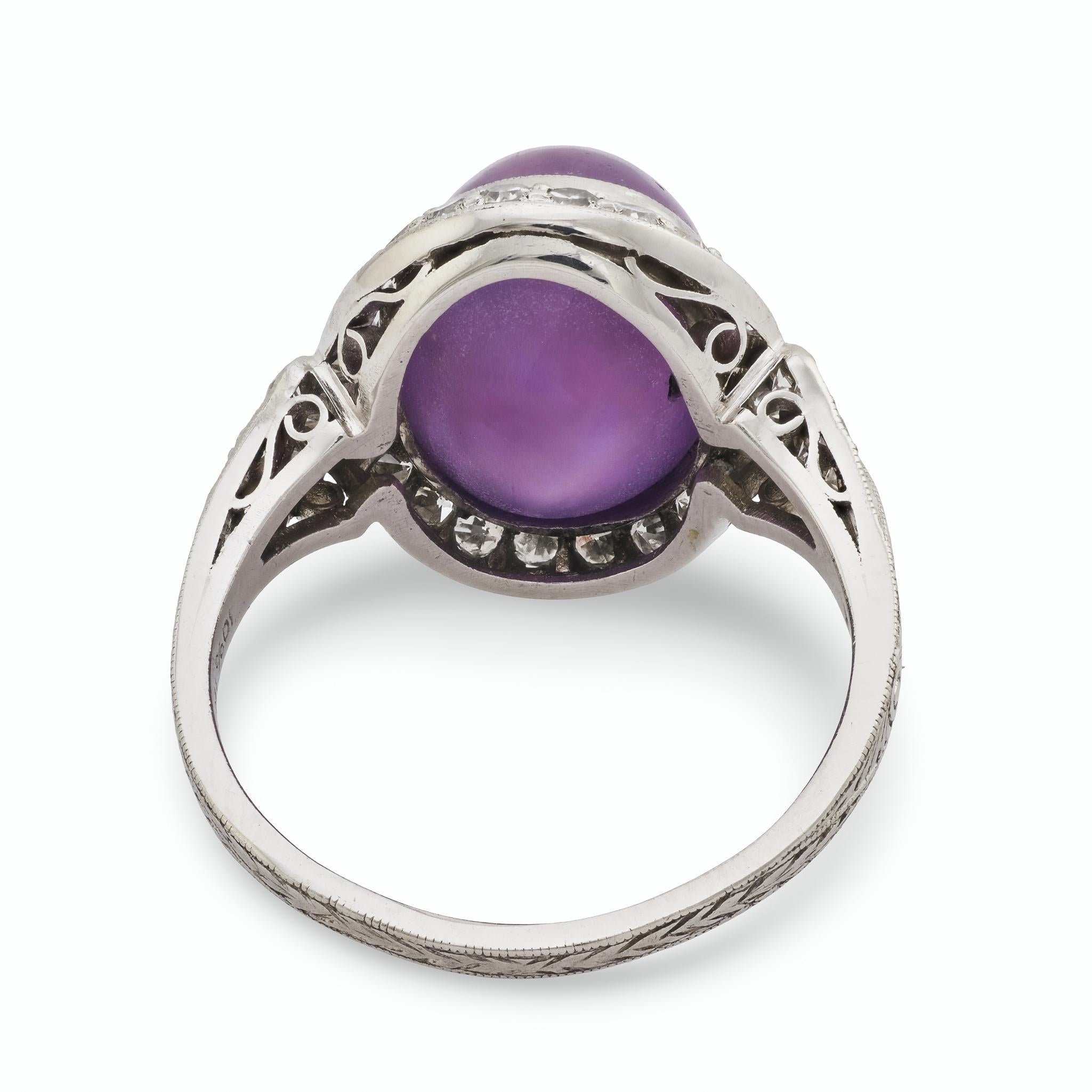 Art Deco Platinum Ruby & Diamond Halo Ring