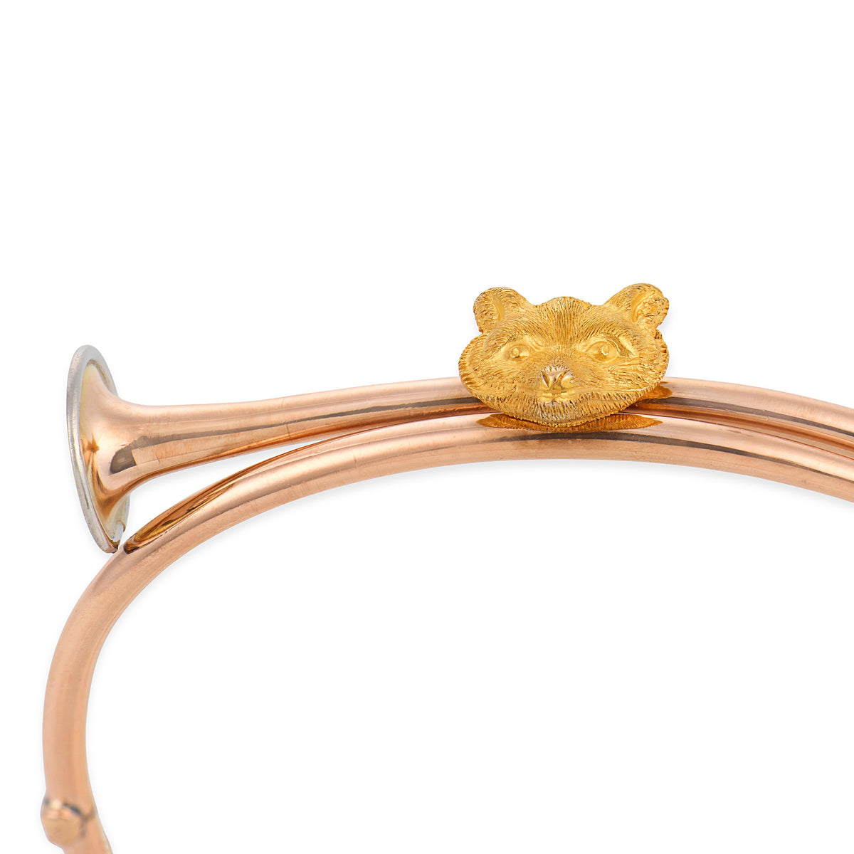 Victorian 14k Hunting Horn & Fox-Motif Bangle