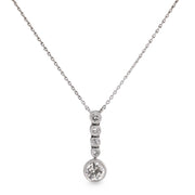 Art Deco Platinum Diamond Drop Pendant Necklace
