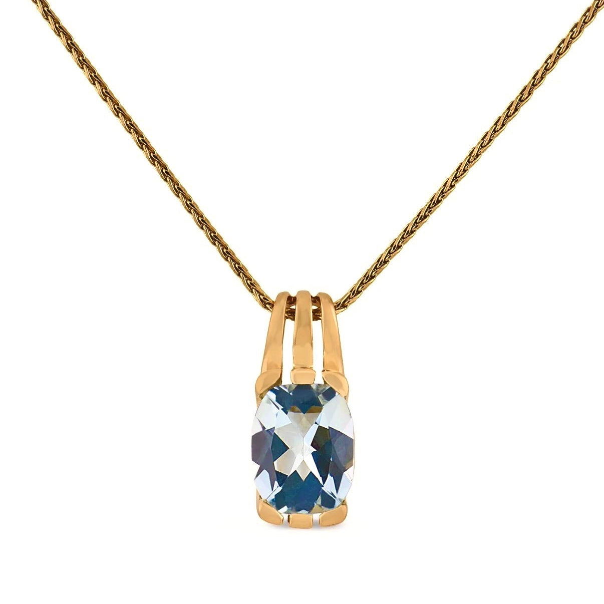 Estate 14k 6ct Aqua Pendant Necklace