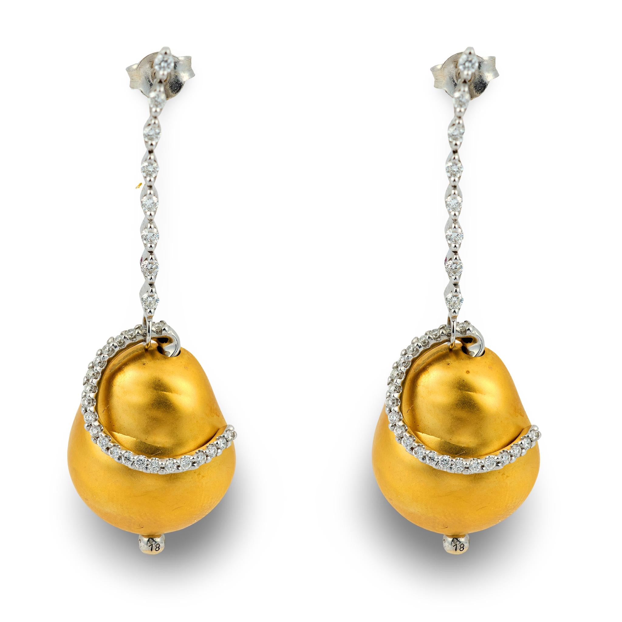 ROBERTO COIN Estate 18k Diamond "Nugget" Dangle Earrings