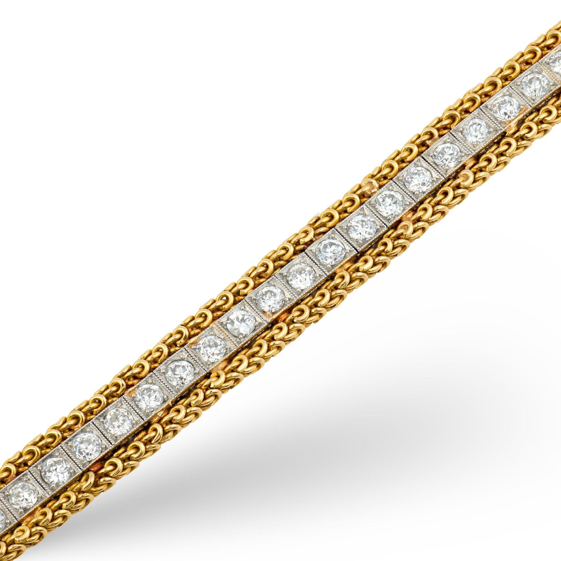 Art Deco 14k/Platinum Diamond Line Bracelet