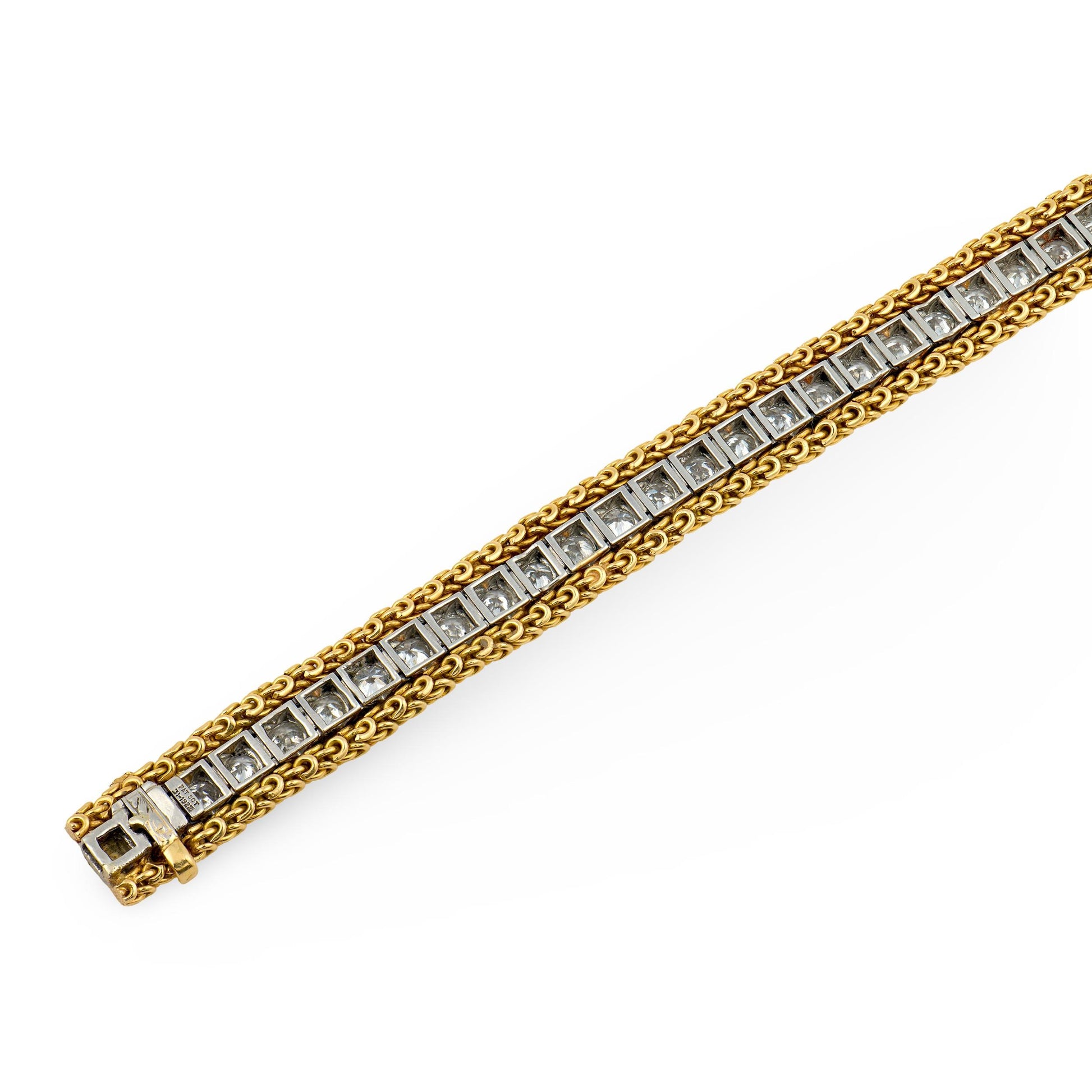 Art Deco 14k/Platinum Diamond Line Bracelet
