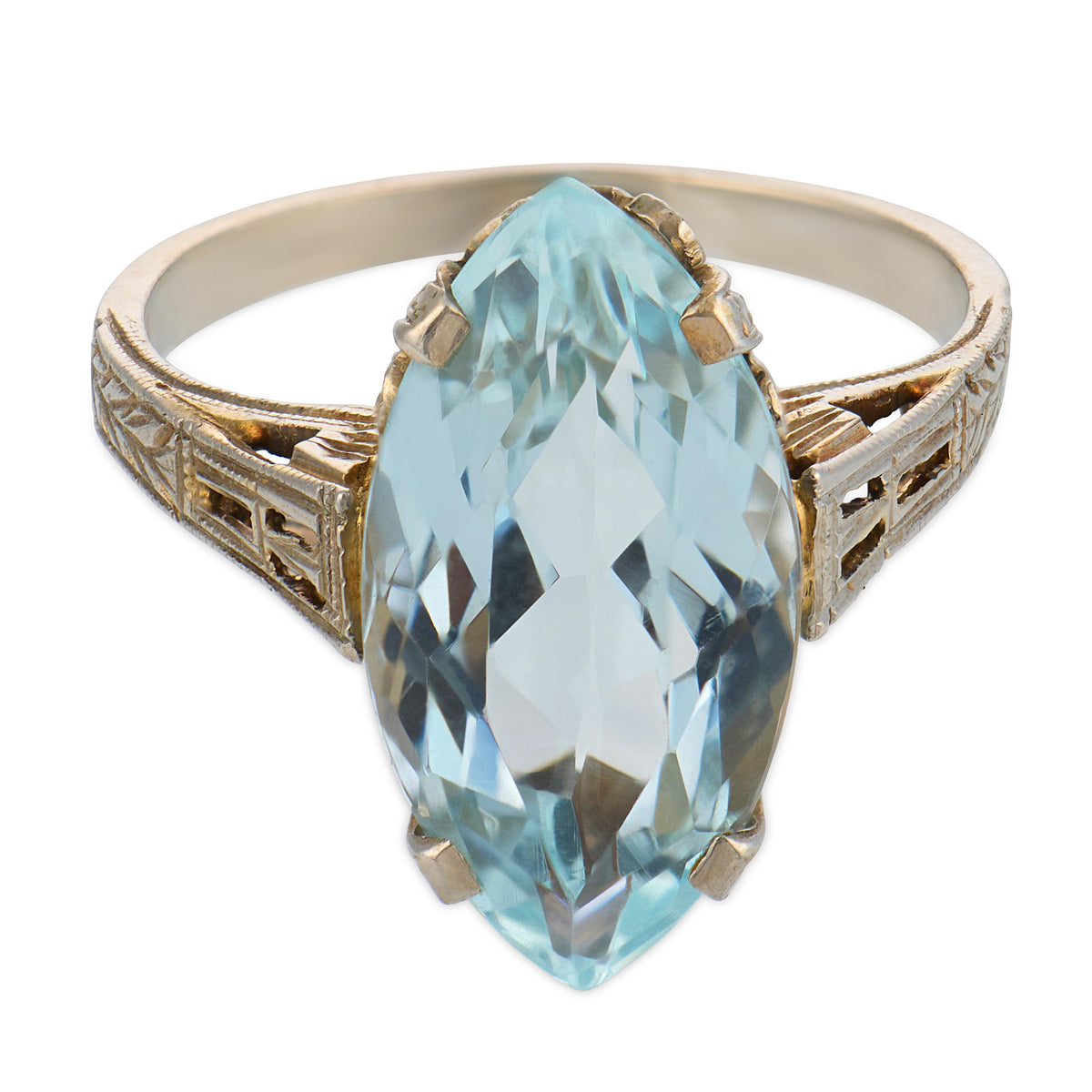 Art Deco 18k Aqua Ring