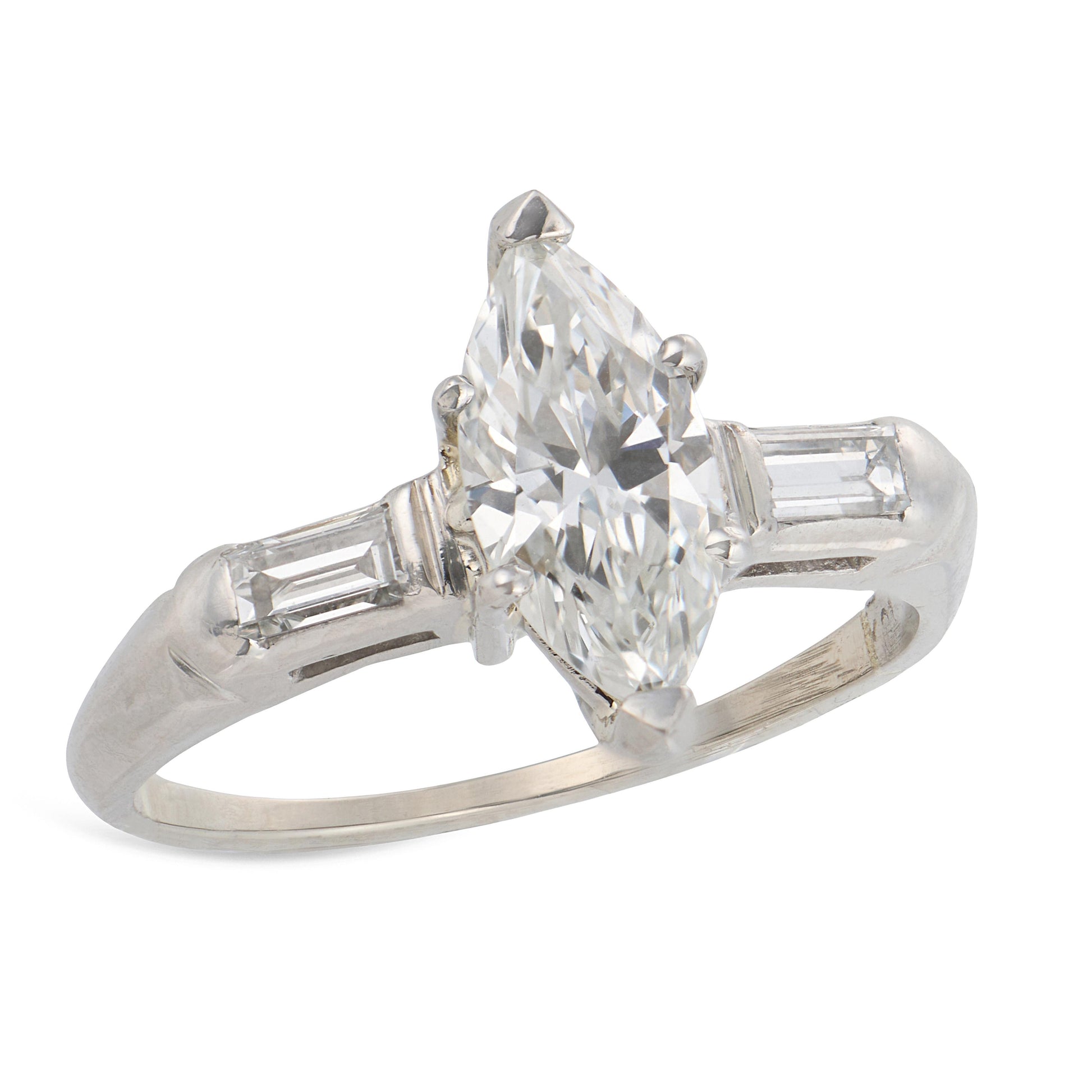 Retro Platinum Diamond Engagement Ring .90ct
