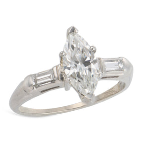 Retro Platinum Diamond Engagement Ring .90ct