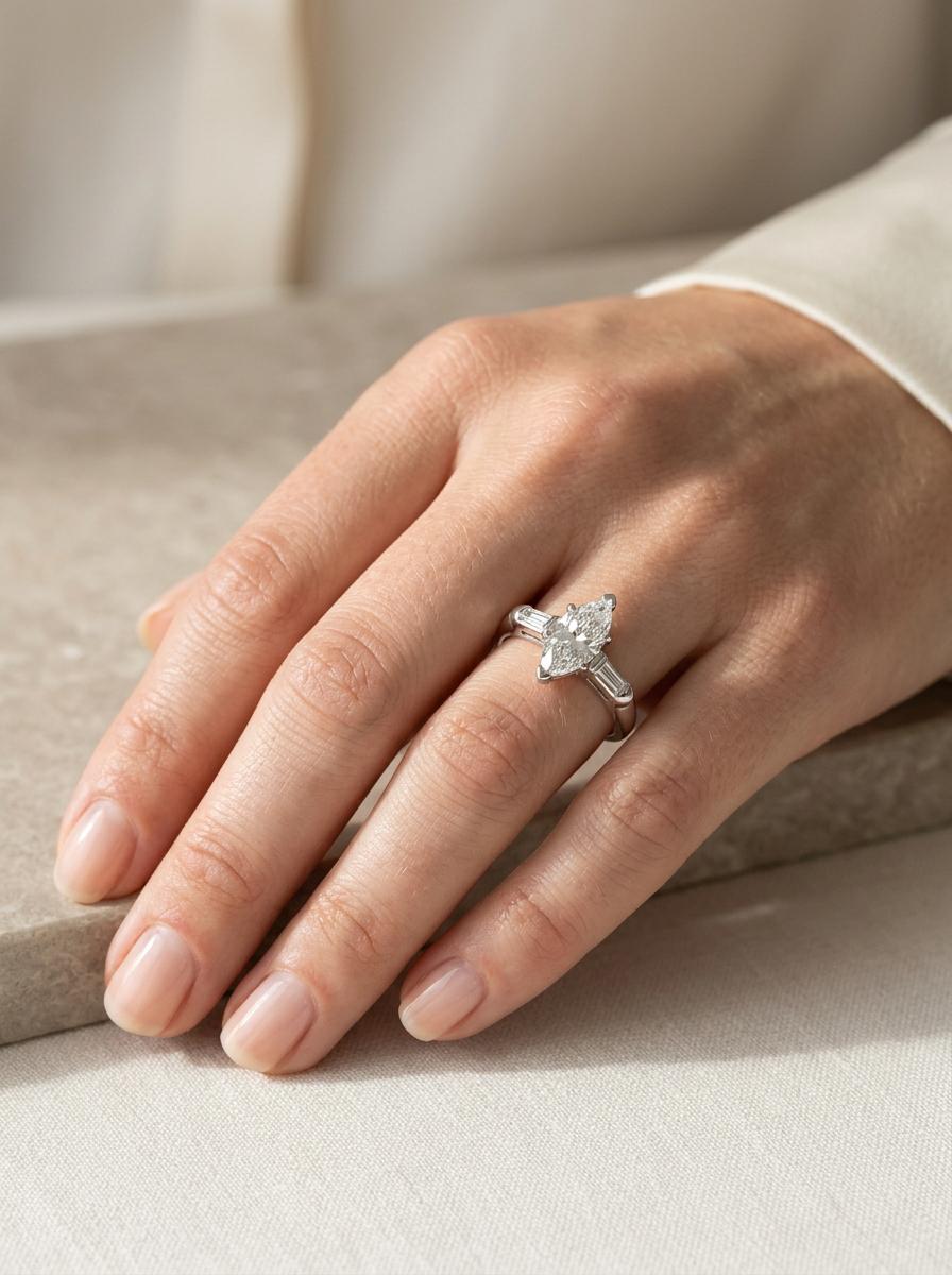 Retro Platinum Diamond Engagement Ring .90ct