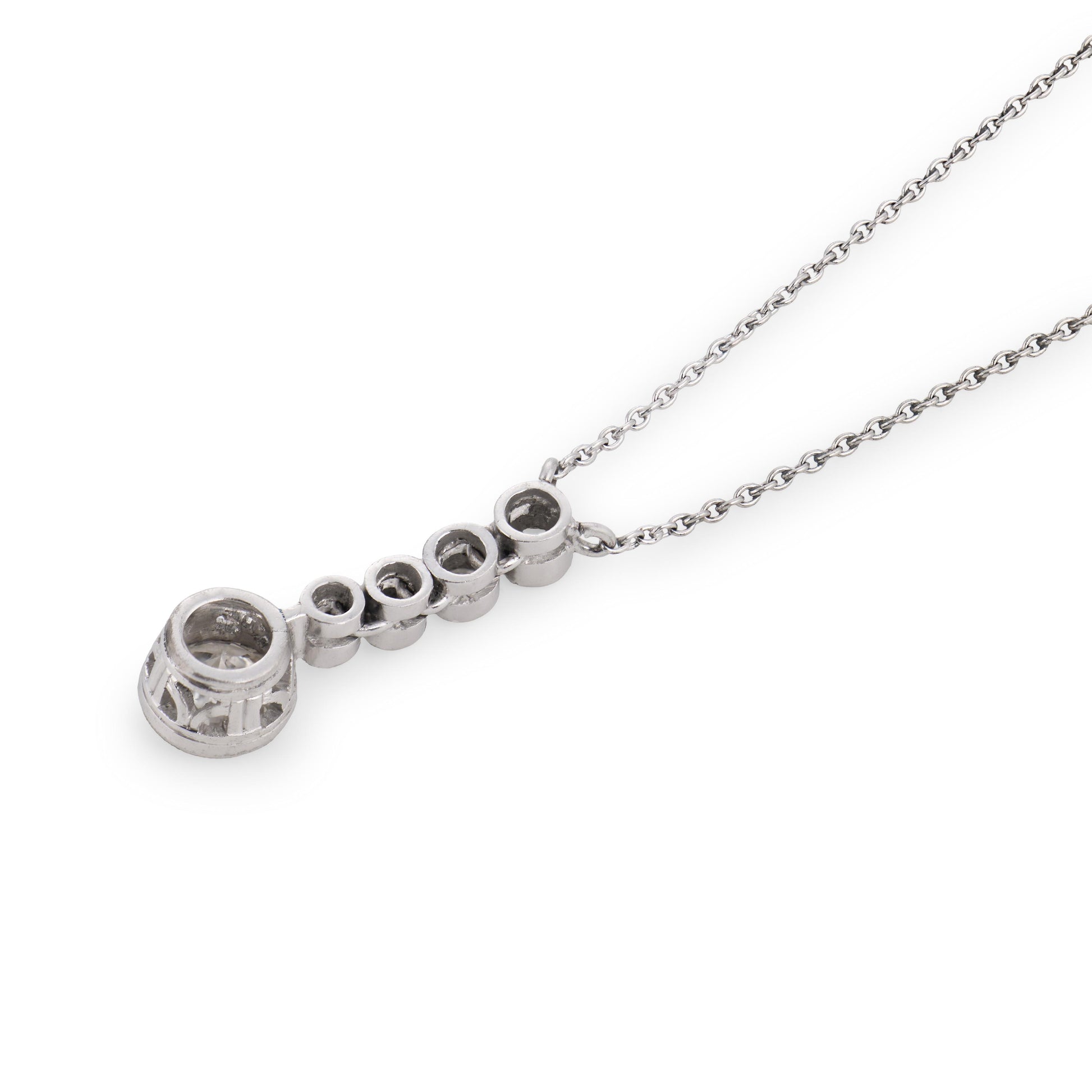 Art Deco Platinum Diamond Drop Pendant Necklace