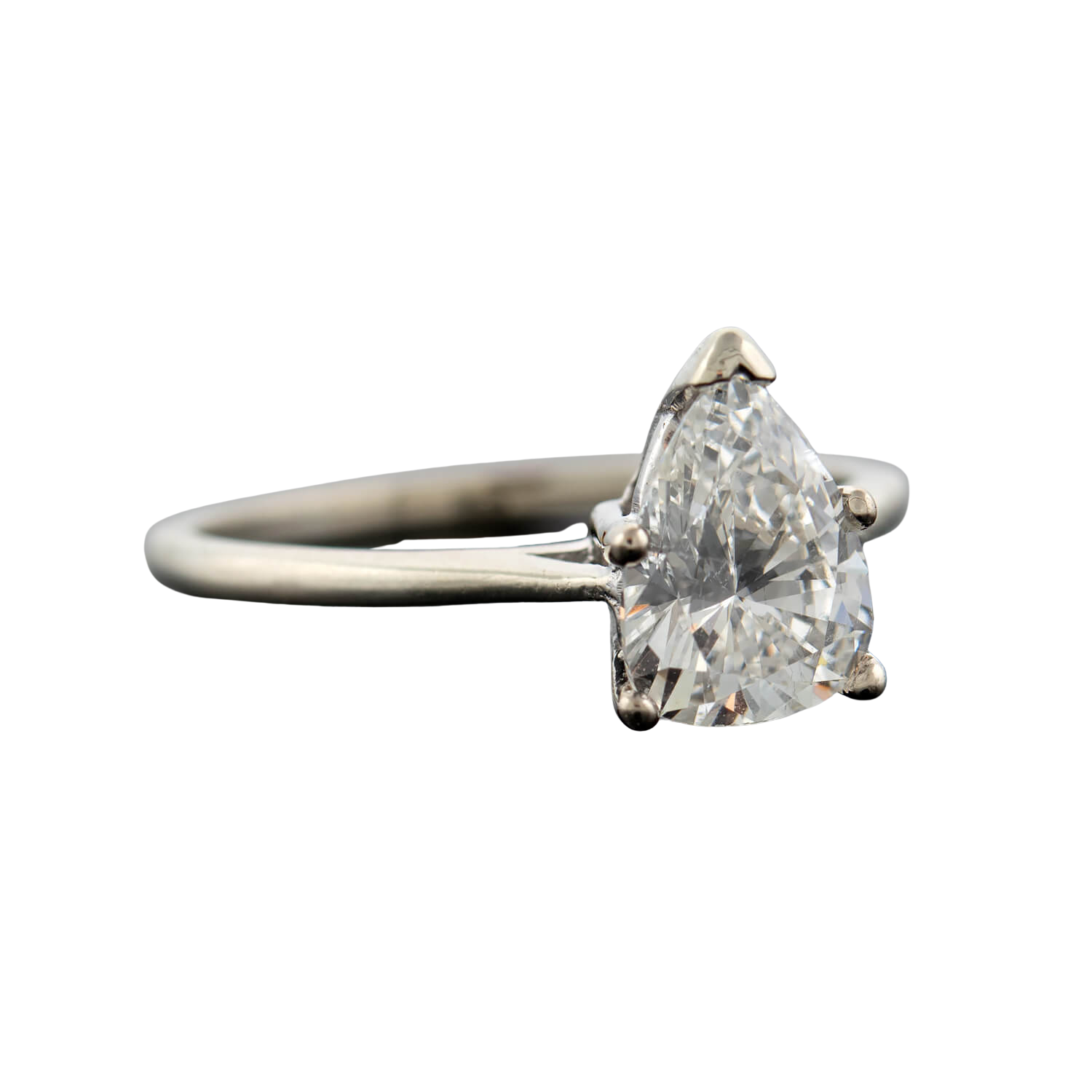 Retro 14k Pear Cut Diamond Ring 1.42ctw