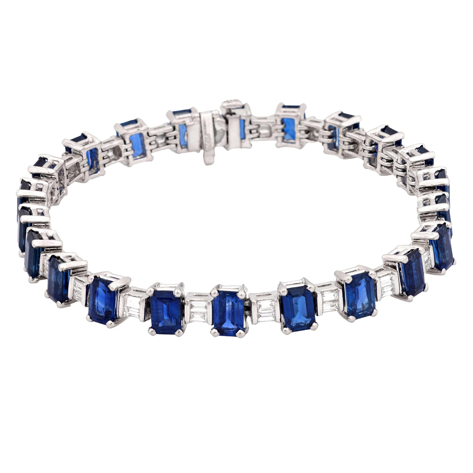 Estate Platinum Sapphire and Diamond Tennis Bracelet