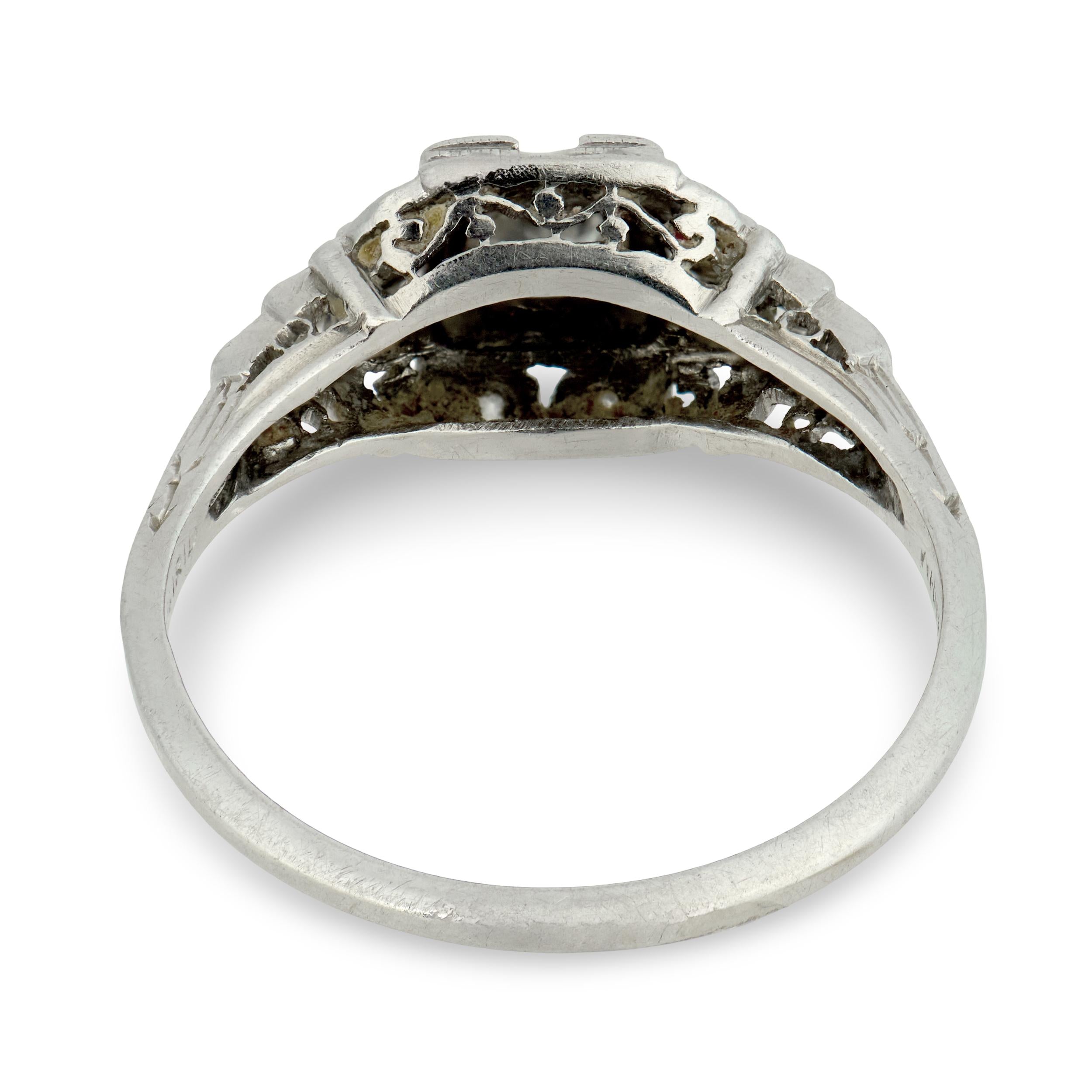 Art Deco Platinum Diamond Engagement Ring .35ct