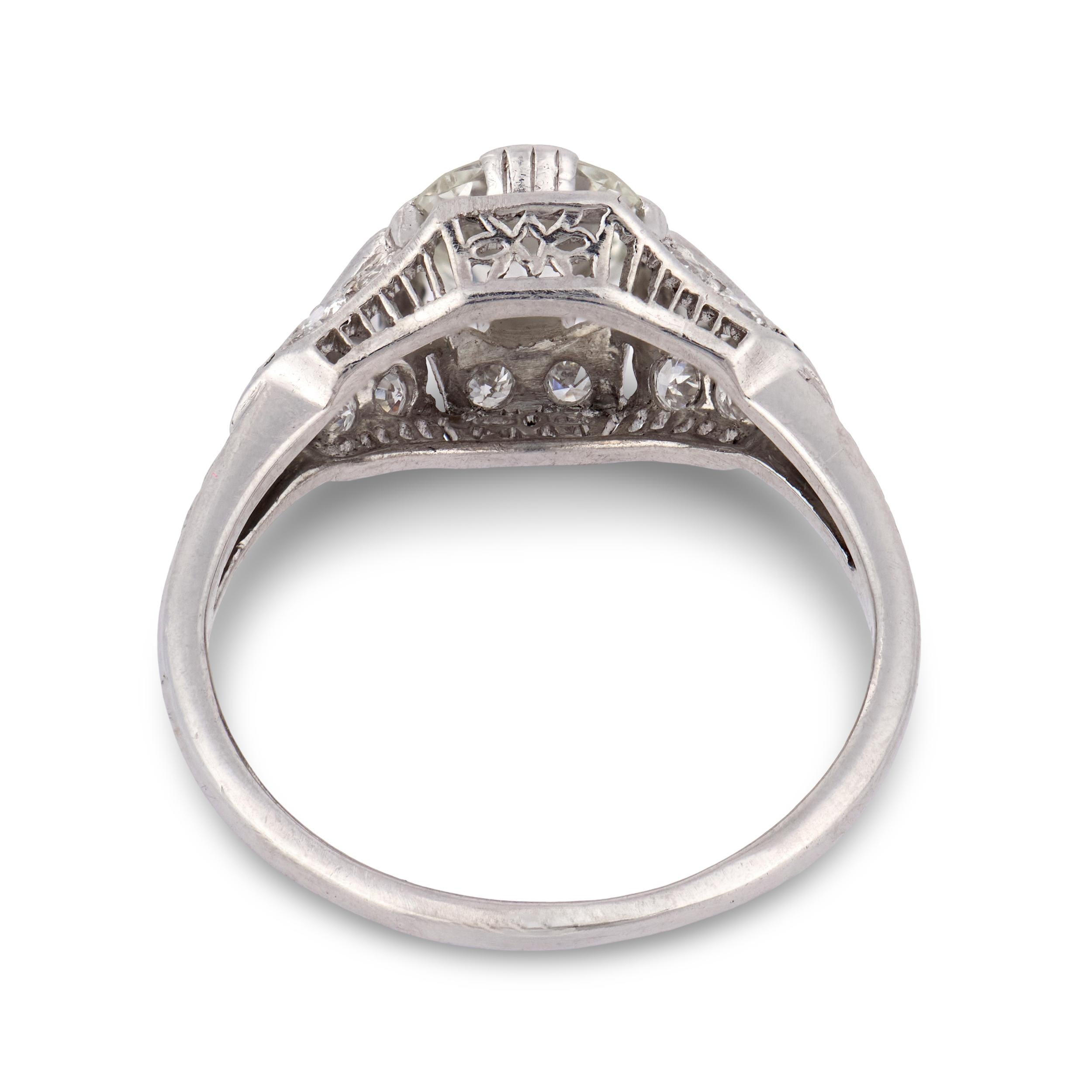 Art Deco Platinum Diamond Engagement Ring 1.05ct