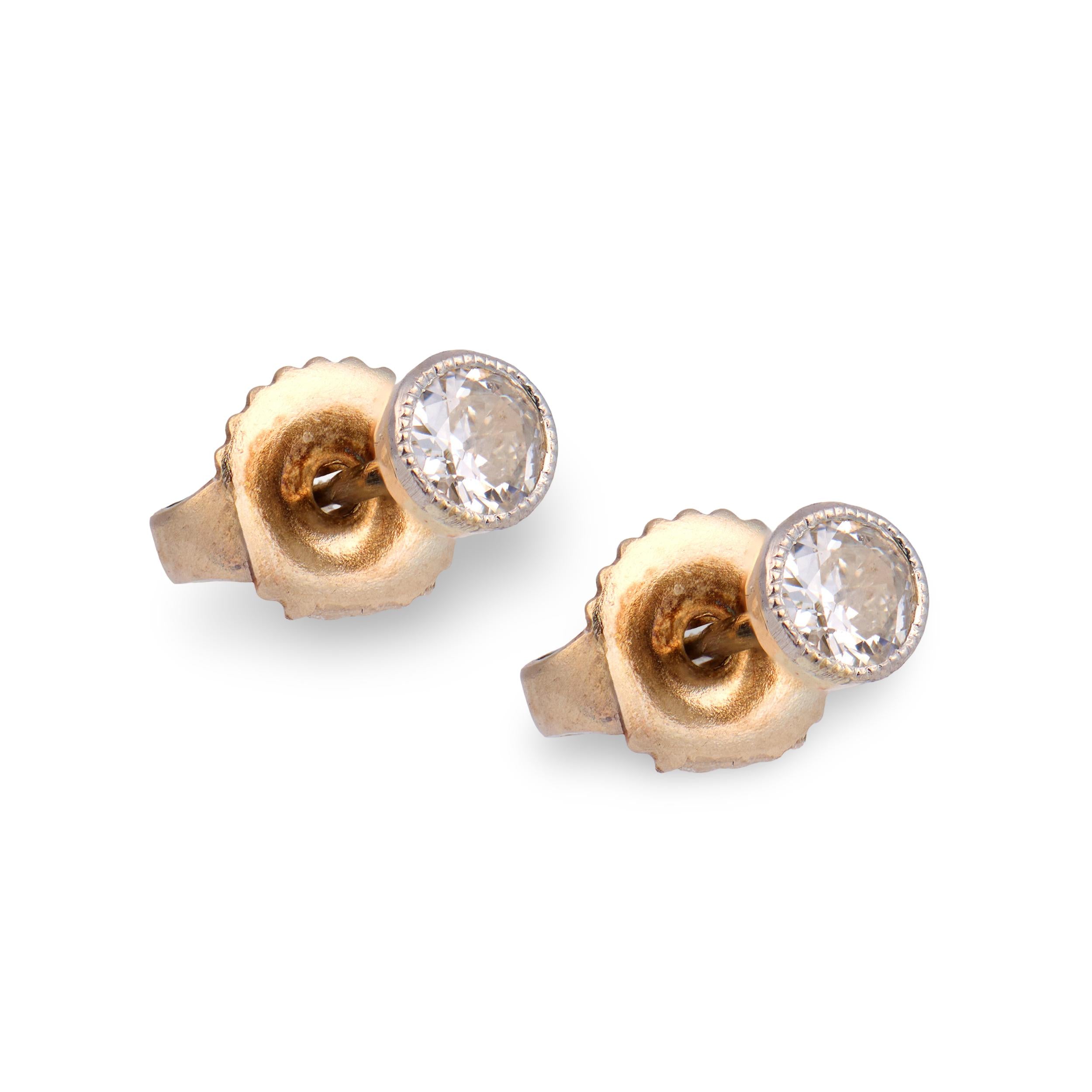 Edwardian 18k Diamond Stud Earrings