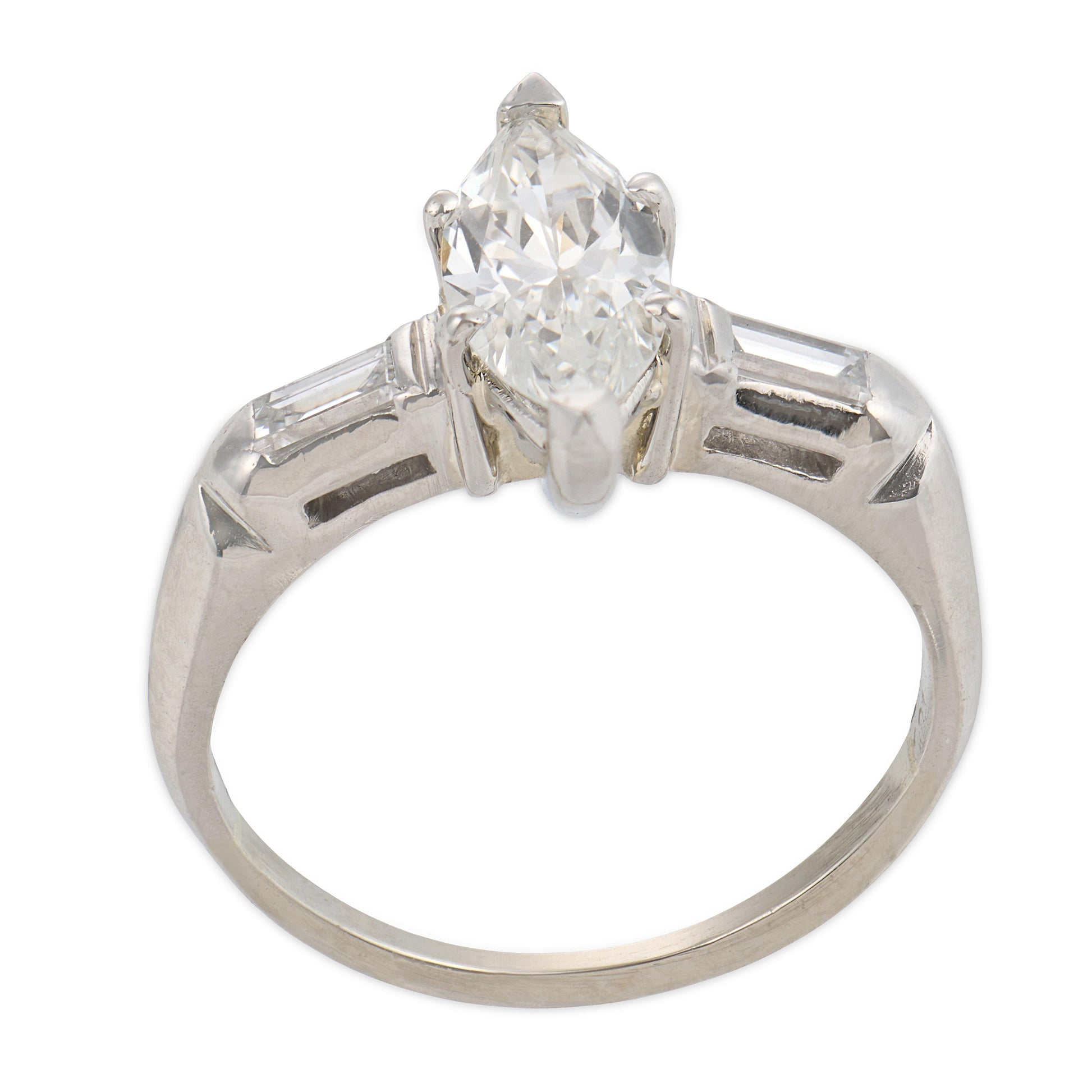 Retro Platinum Diamond Engagement Ring .90ct