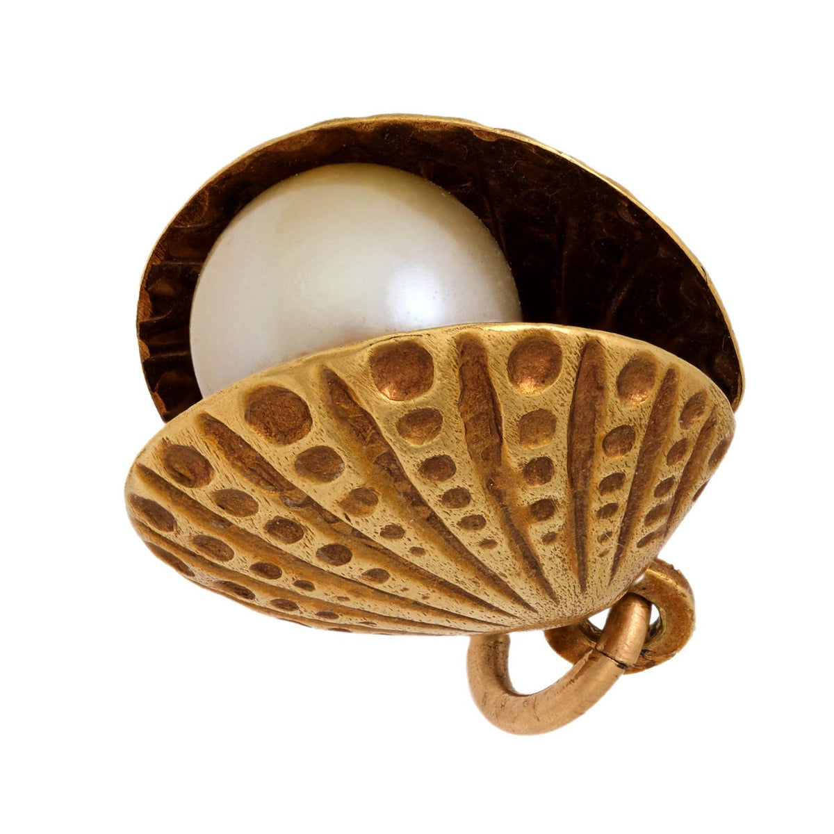 Retro 14k Pearl Clam Pendant/Charm
