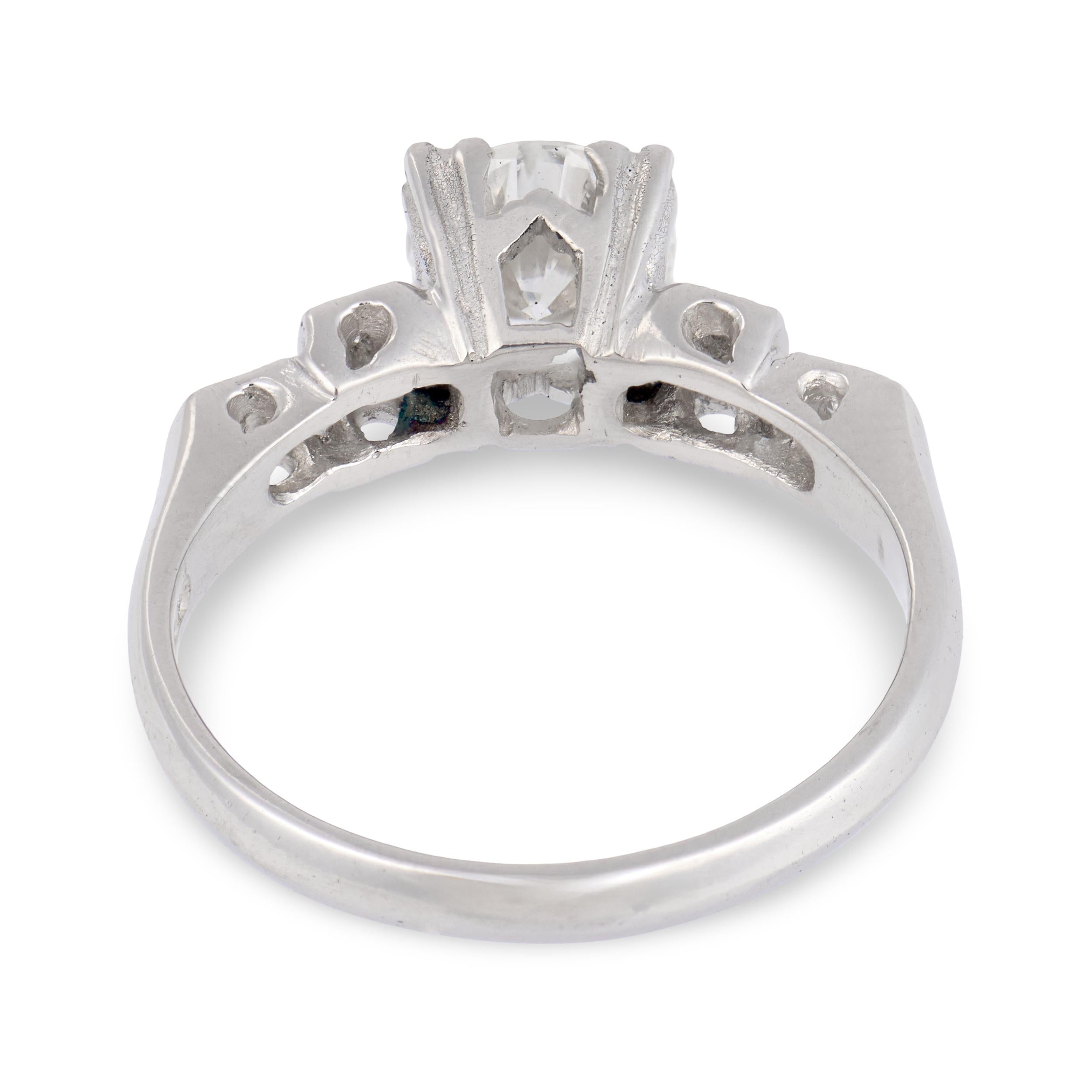 Retro Platinum Diamond Engagement Ring 1.06ct