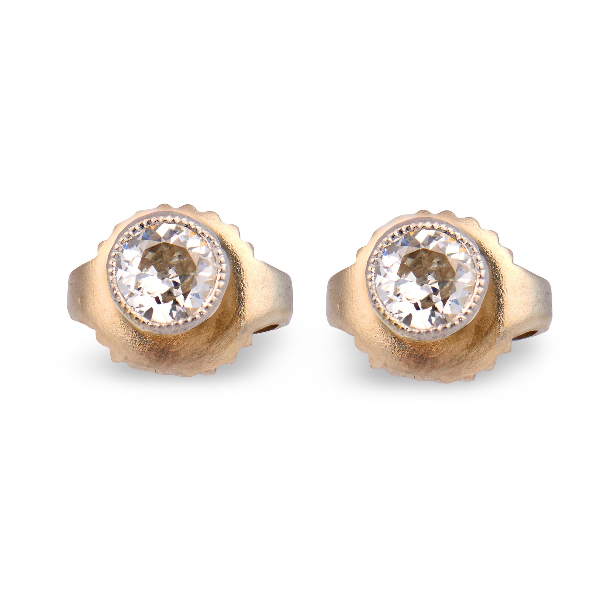 Edwardian 18k Diamond Stud Earrings