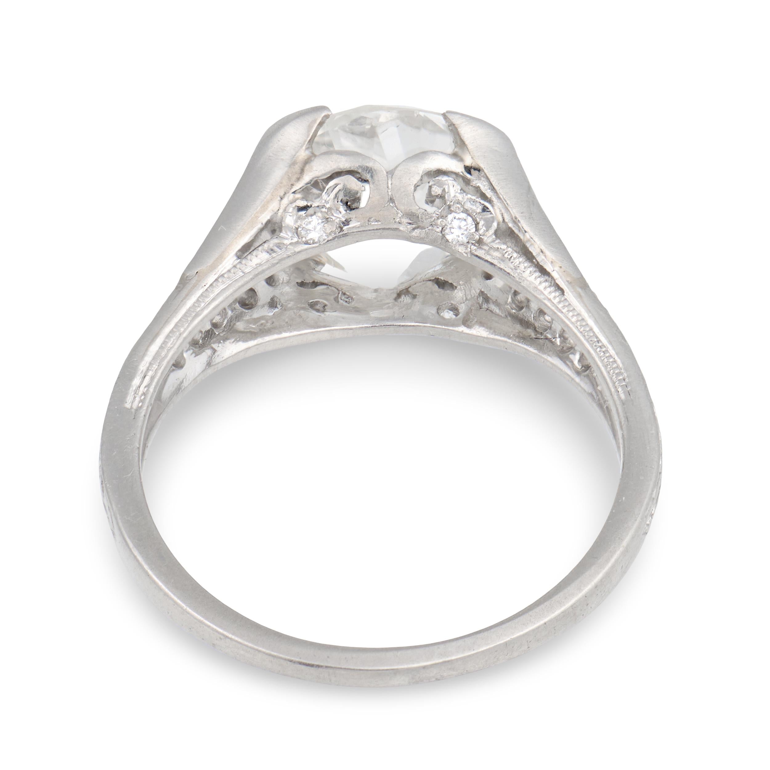 TIFFANY & CO. Art Deco Platinum GIA Diamond Engagement Ring 3.03ct