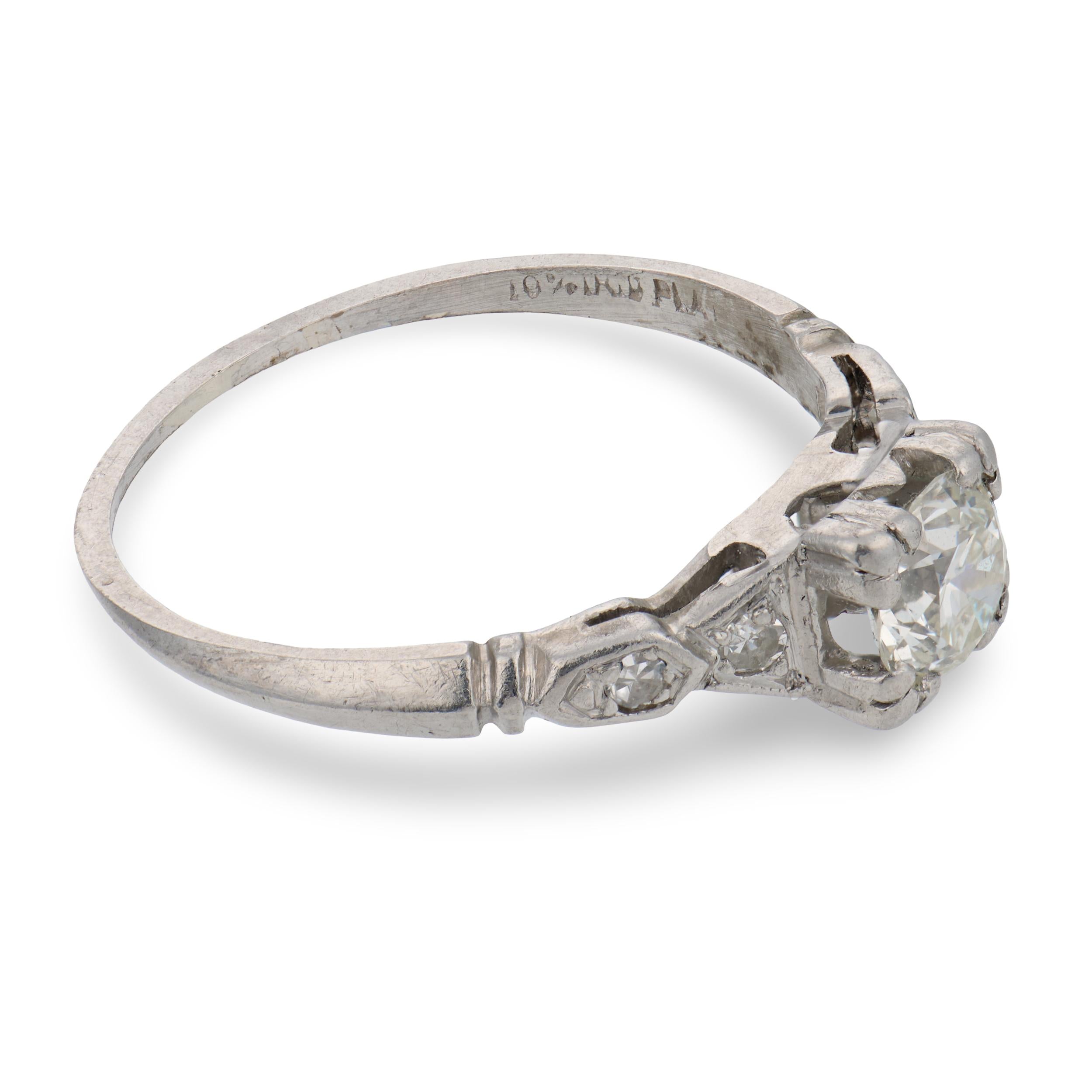 Art Deco Platinum Diamond Engagement Ring .45ct