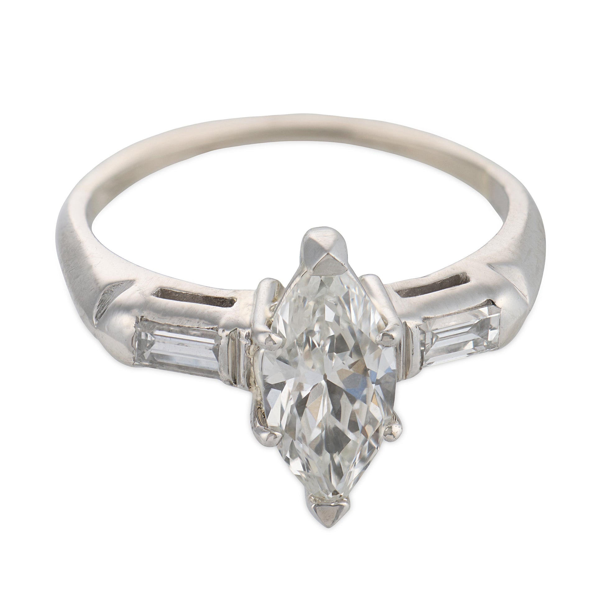 Retro Platinum Diamond Engagement Ring .90ct