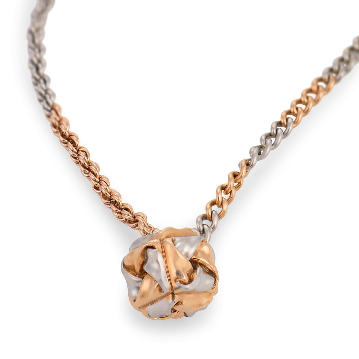 Edwardian 18k/Platinum Knot-Motif Pendant Watch Chain 18"