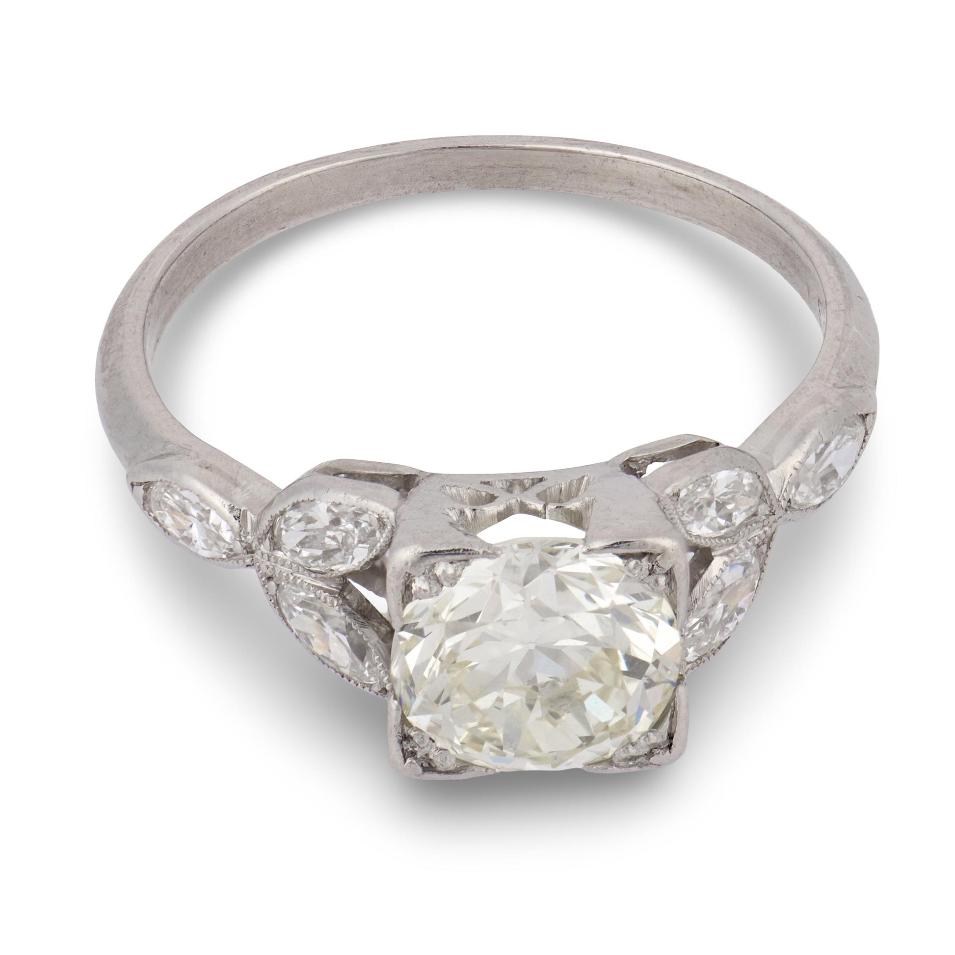 Art Deco Platinum Diamond Engagement Ring 1.35ct