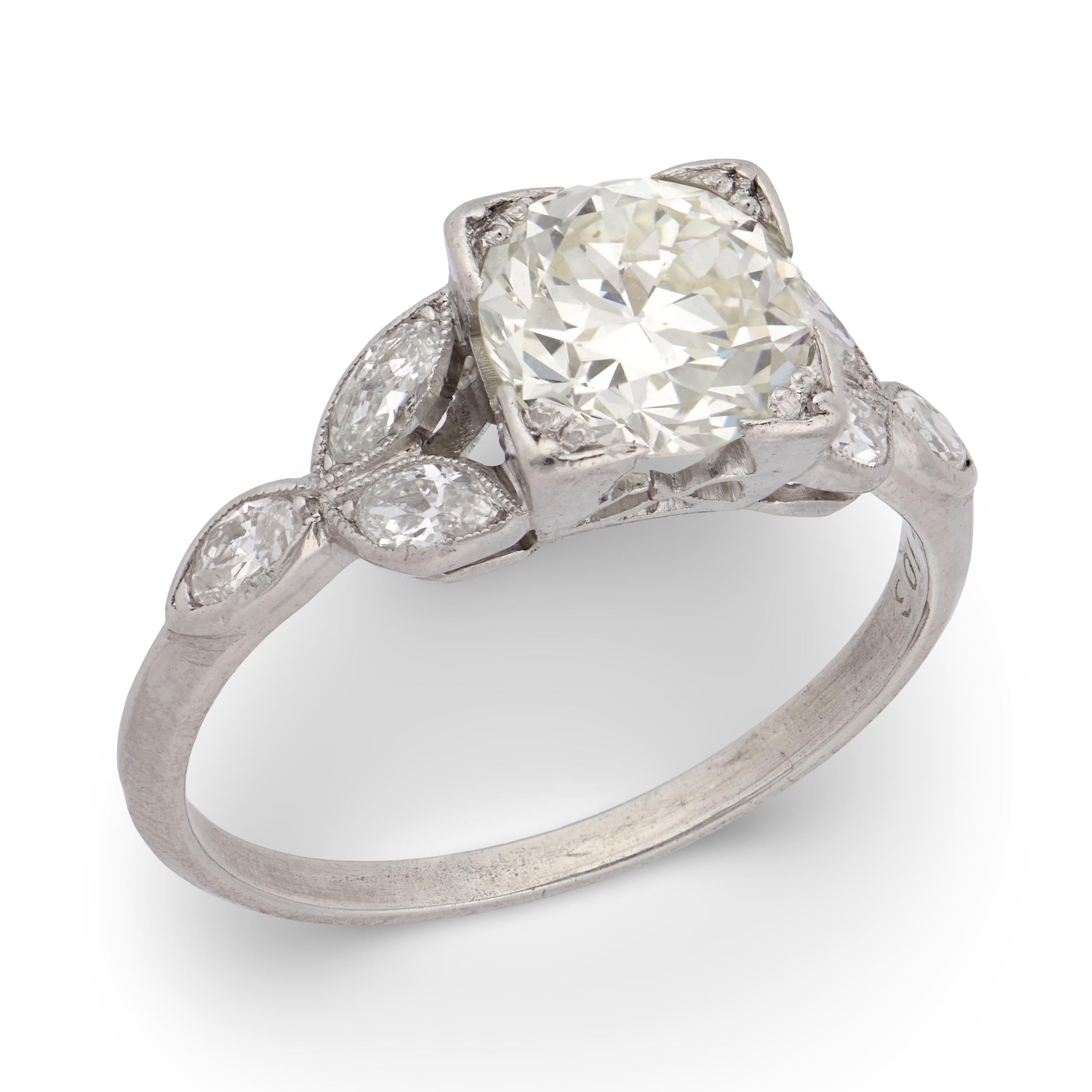 Art Deco Platinum Diamond Engagement Ring 1.35ct