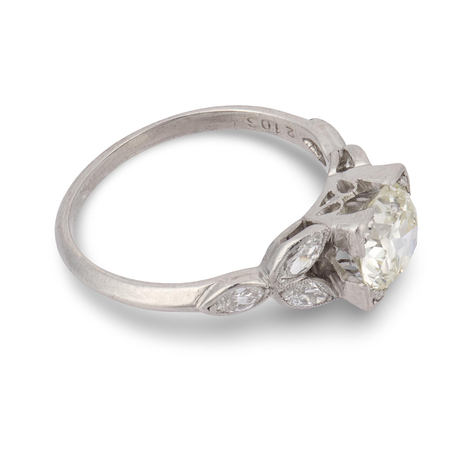 Art Deco Platinum Diamond Engagement Ring 1.35ct