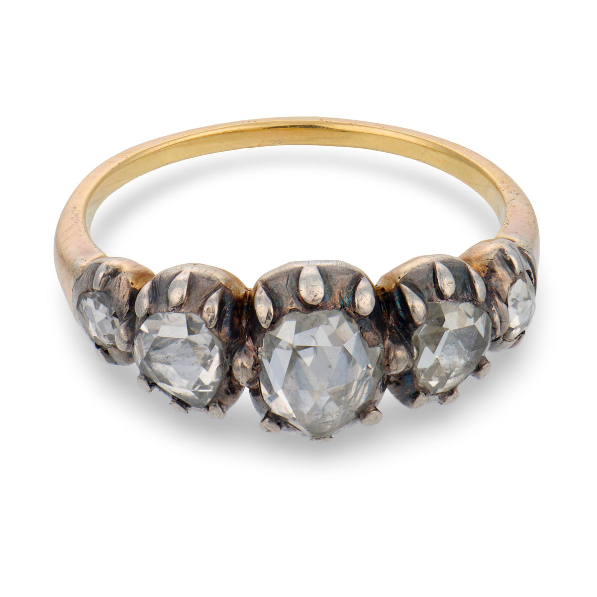 Georgian 18k/Sterling Silver Diamond Five Stone Ring