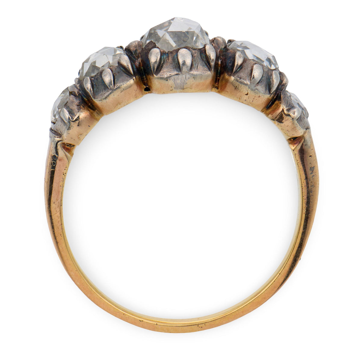 Georgian 18k/Sterling Silver Diamond Five Stone Ring