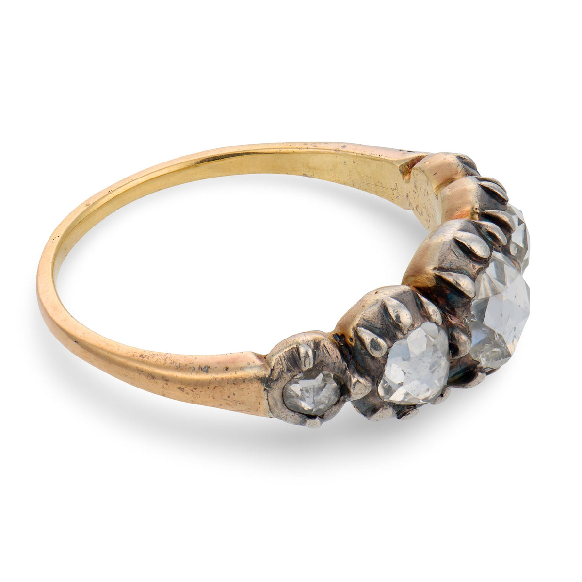 Georgian 18k/Sterling Silver Diamond Five Stone Ring