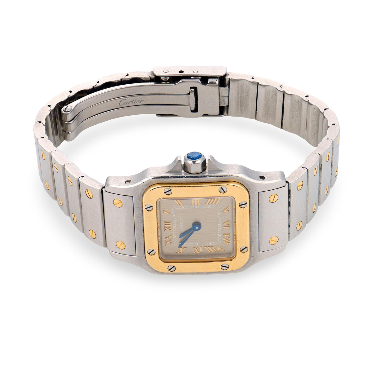 CARTIER  Estate 18k/Stainless Steel Santos Two-Tone Ladies Watch